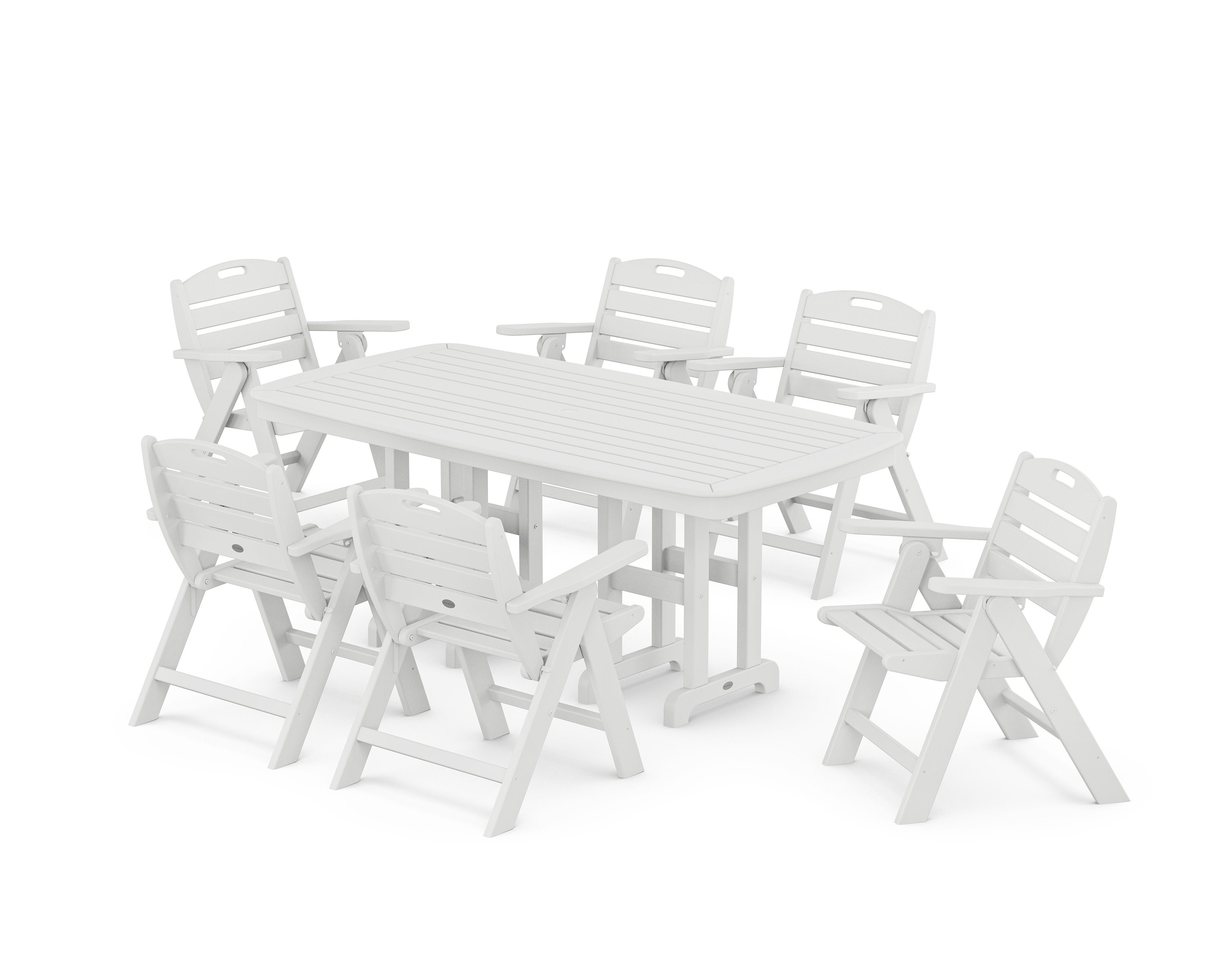 Nautical Lowback 7-Piece Dining Set in White