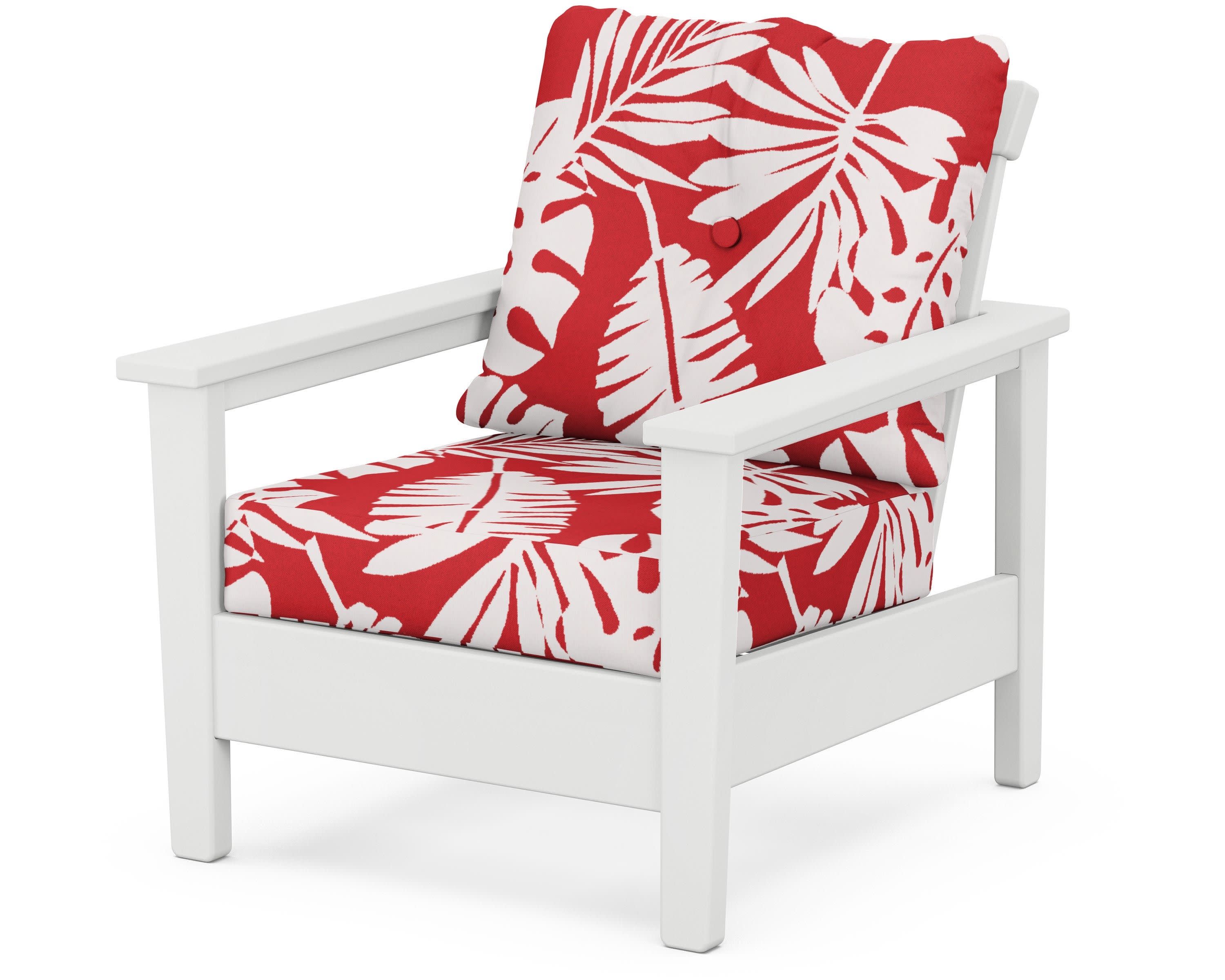 Prescott Deep Seating Chair in White / Leaf Crimson