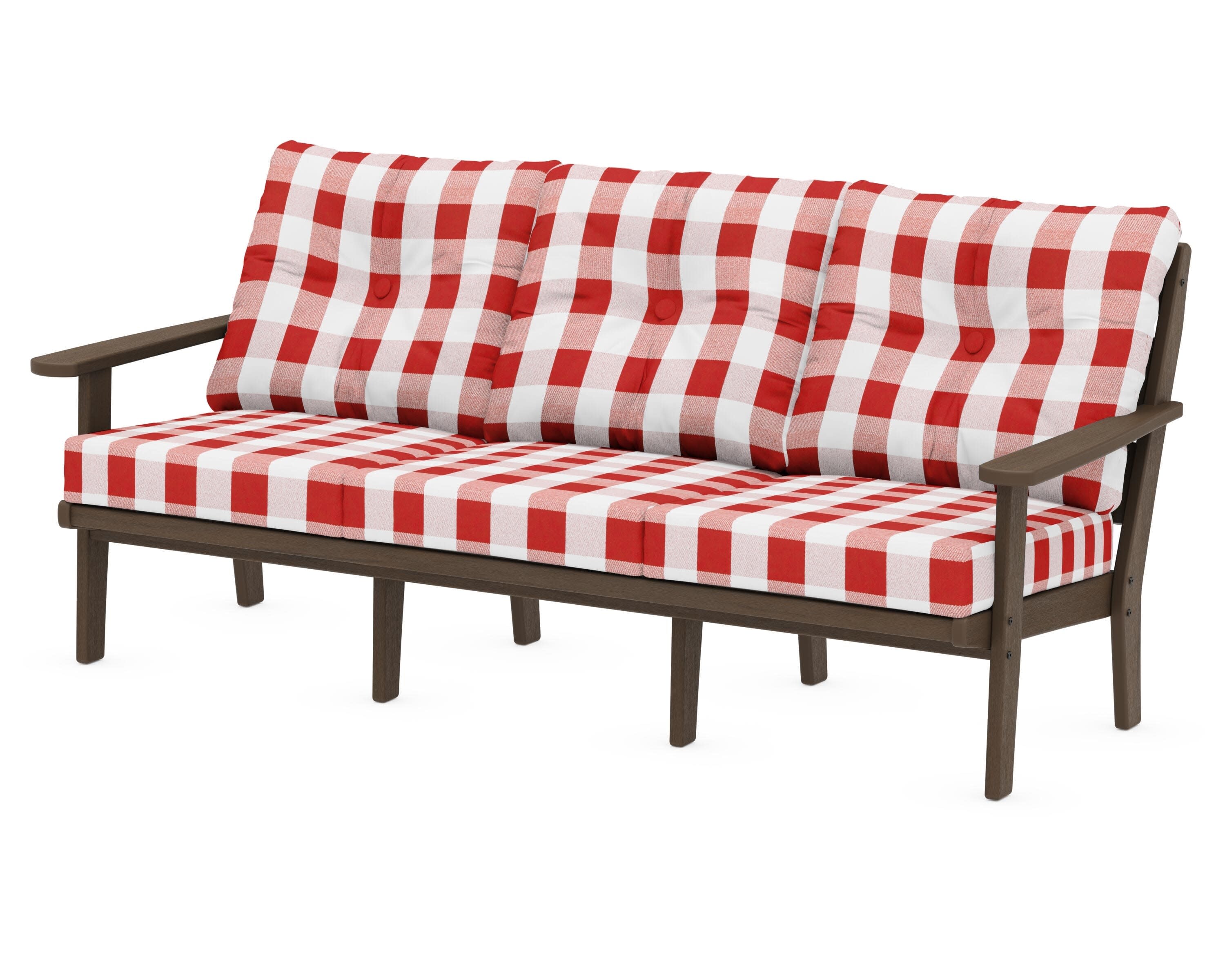 Lakeside Deep Seating Sofa in Kona / Buffalo Plaid Crimson