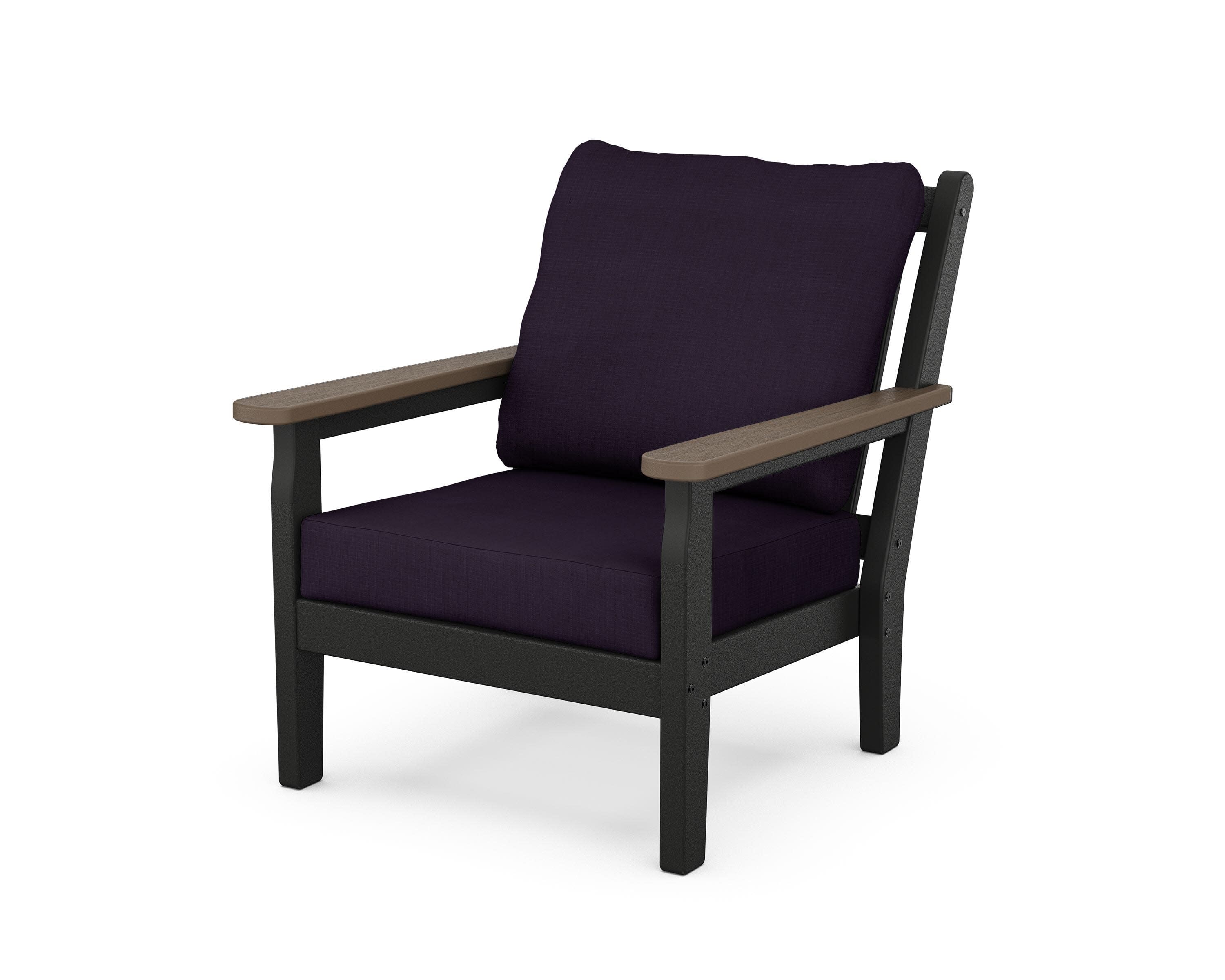 Chippendale Deep Seating Chair in Black / Kona / Navy Linen