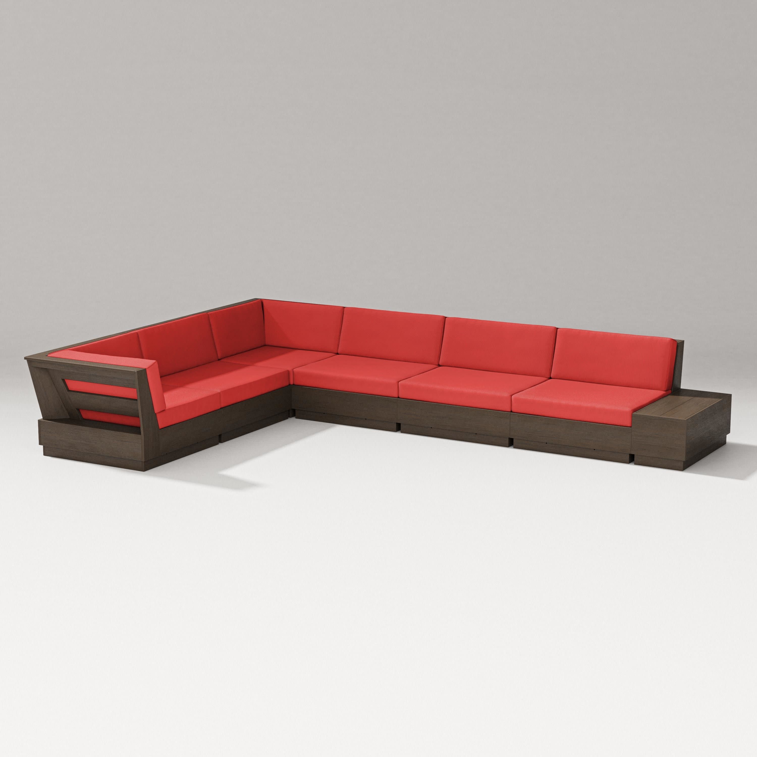 Elevate 7-Piece Corner Sectional in Kona / Crimson Linen