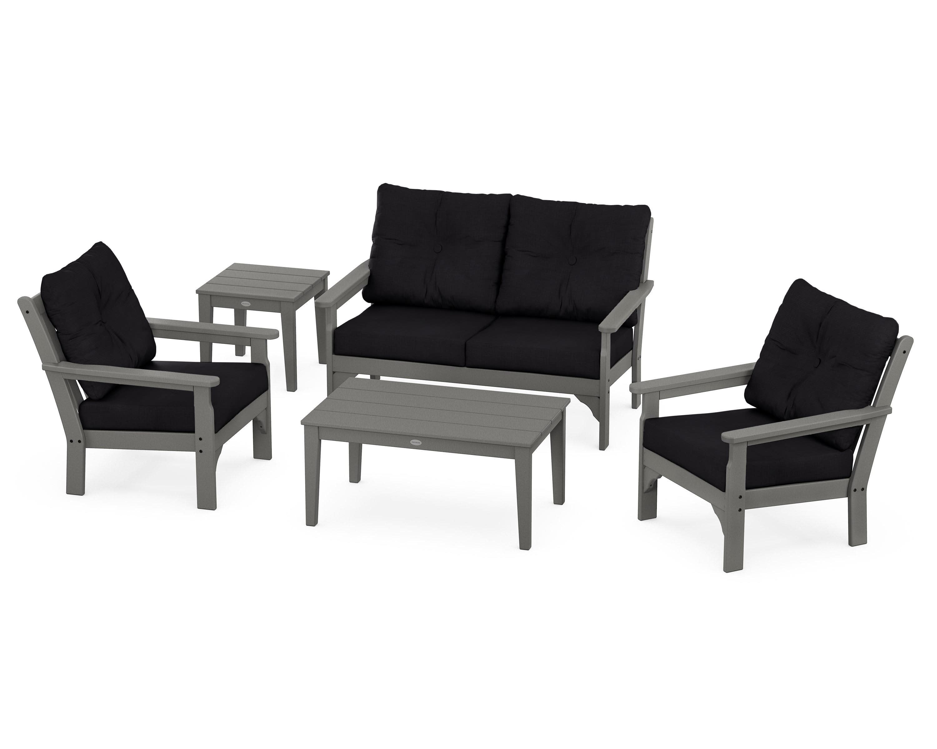 Vineyard 5-Piece Deep Seating Set in Slate Grey / Midnight Linen