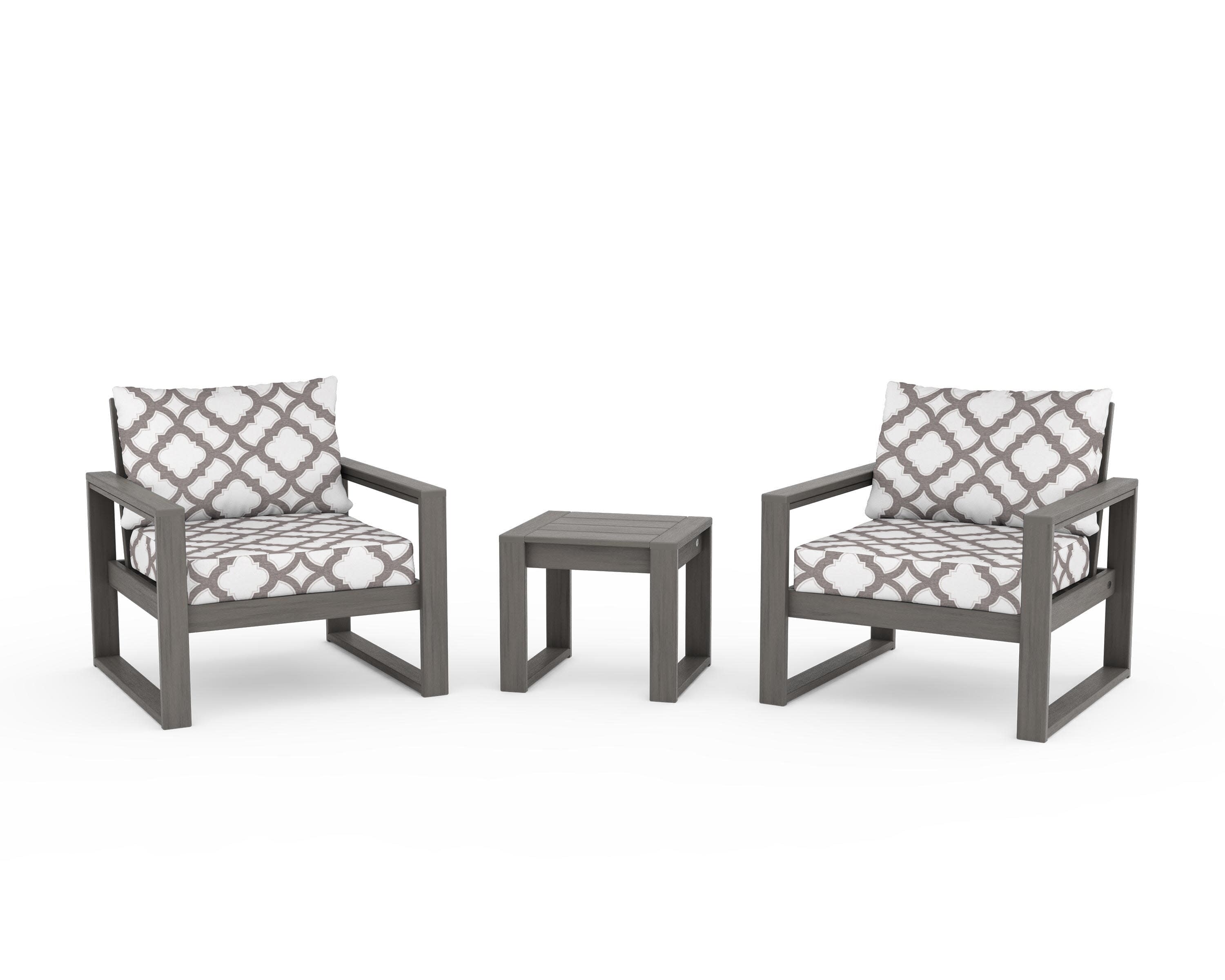EDGE Sectional 3-Piece Deep Seating Set in Driftwood / Trellis Grey Mist