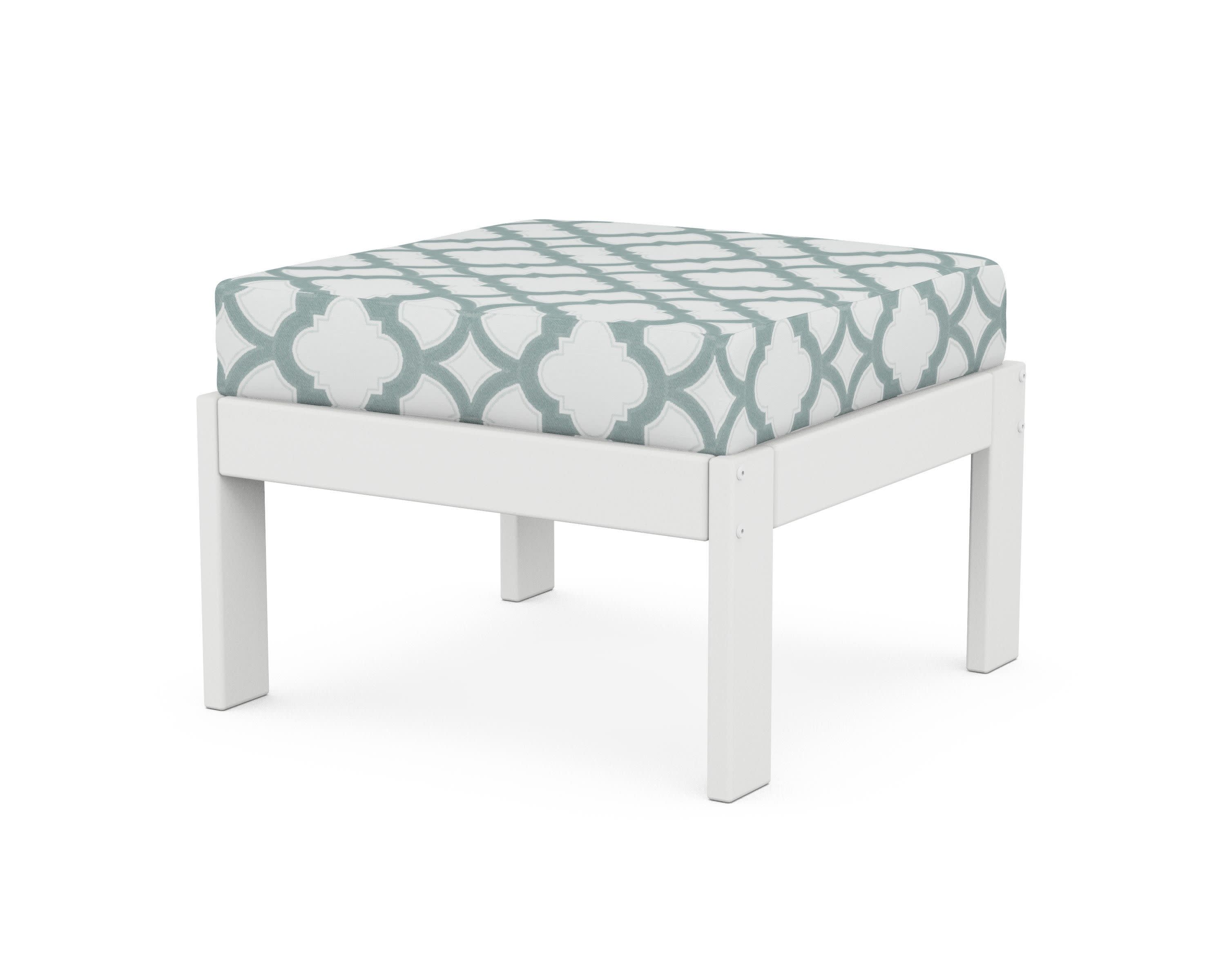 Vineyard Modular Ottoman in White / Trellis Glacier Spa