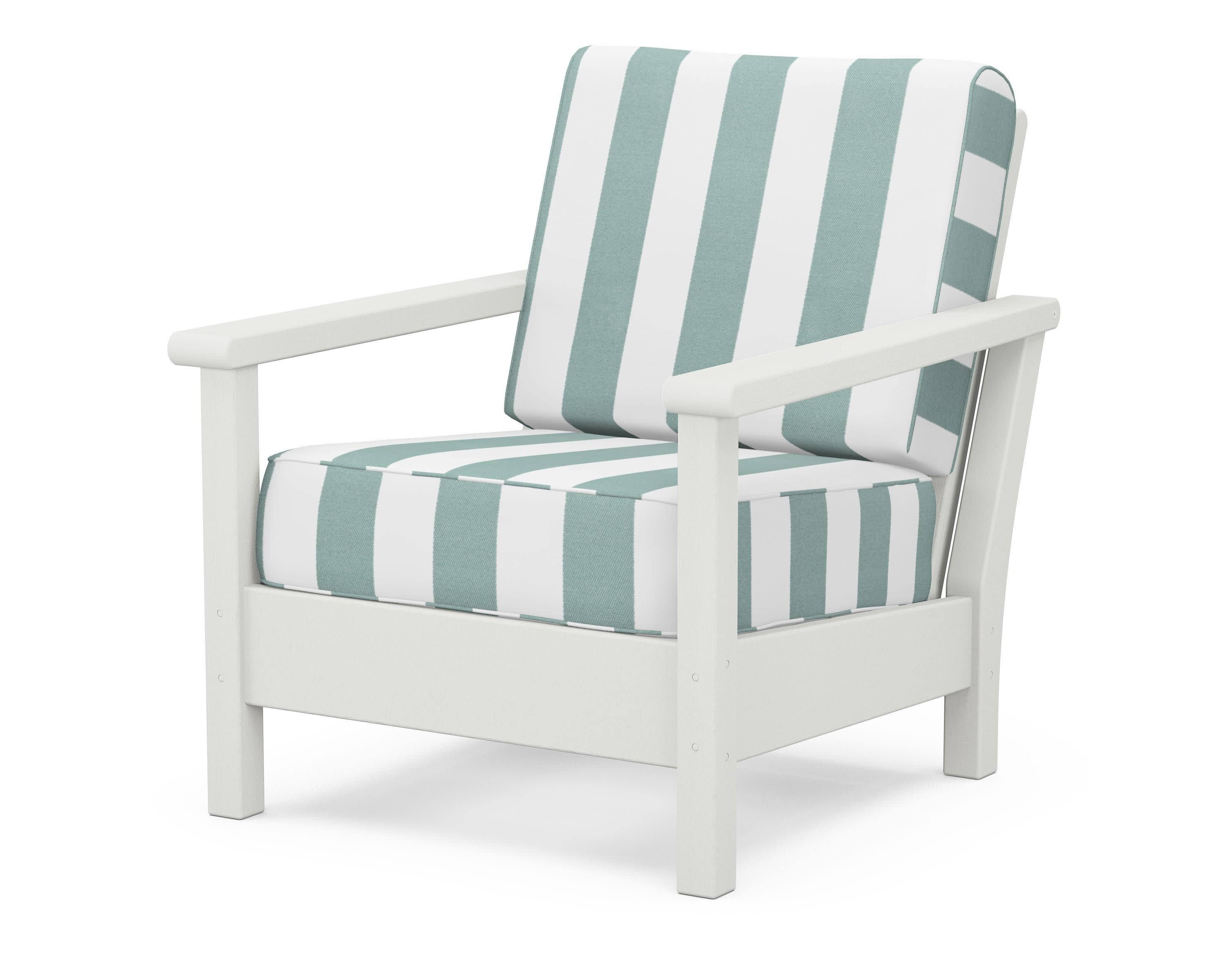 Harbour Deep Seating Chair in Vintage White / Cabana Stripe Glacier Spa