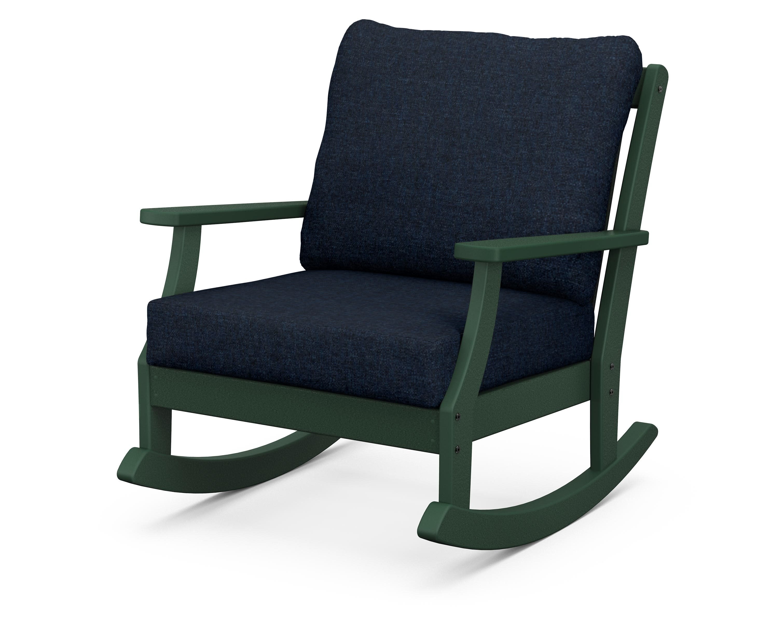 Braxton Deep Seating Rocking Chair in Green / Marine Indigo