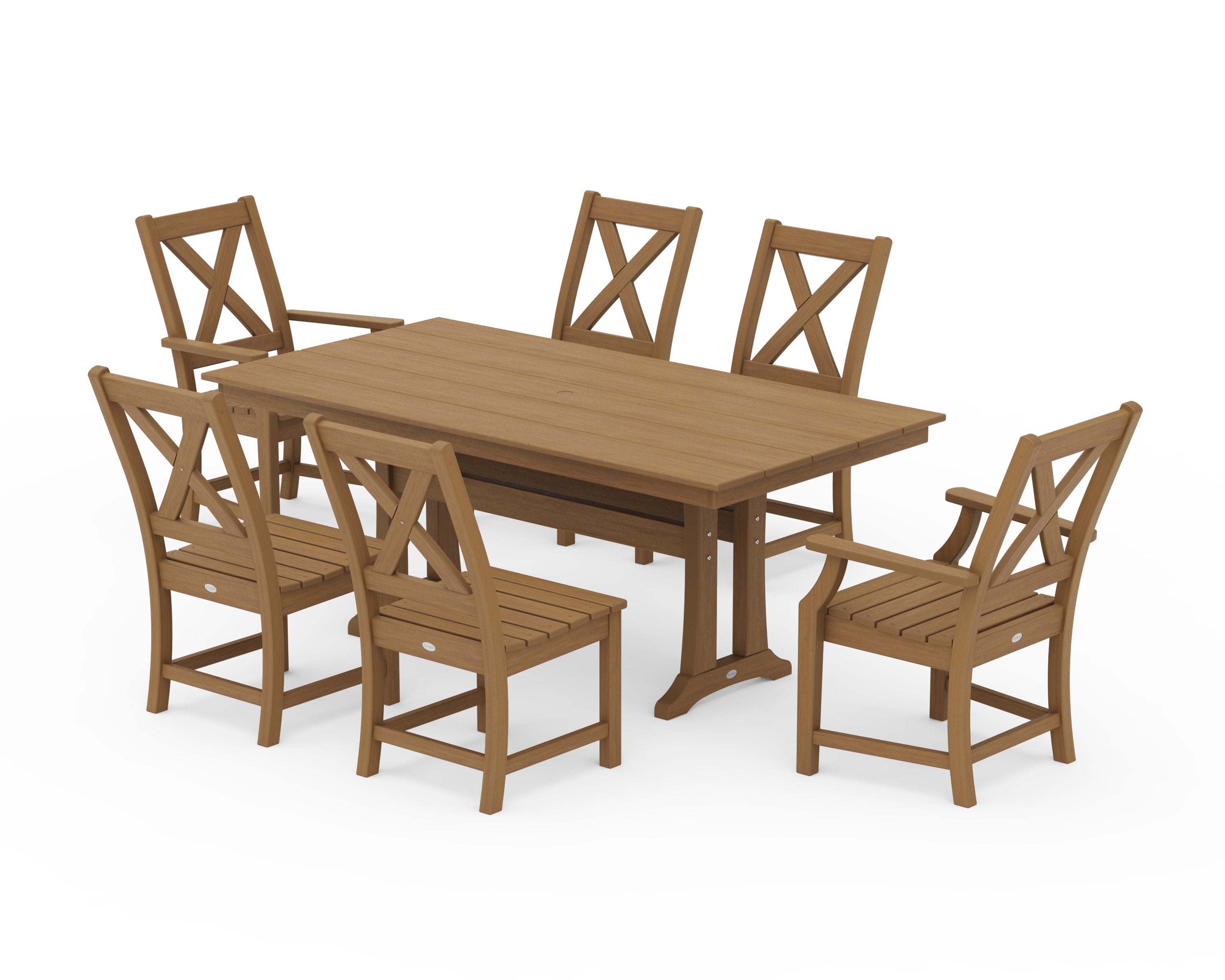 Braxton 7-Piece Farmhouse Dining Set With Trestle Legs in Natural