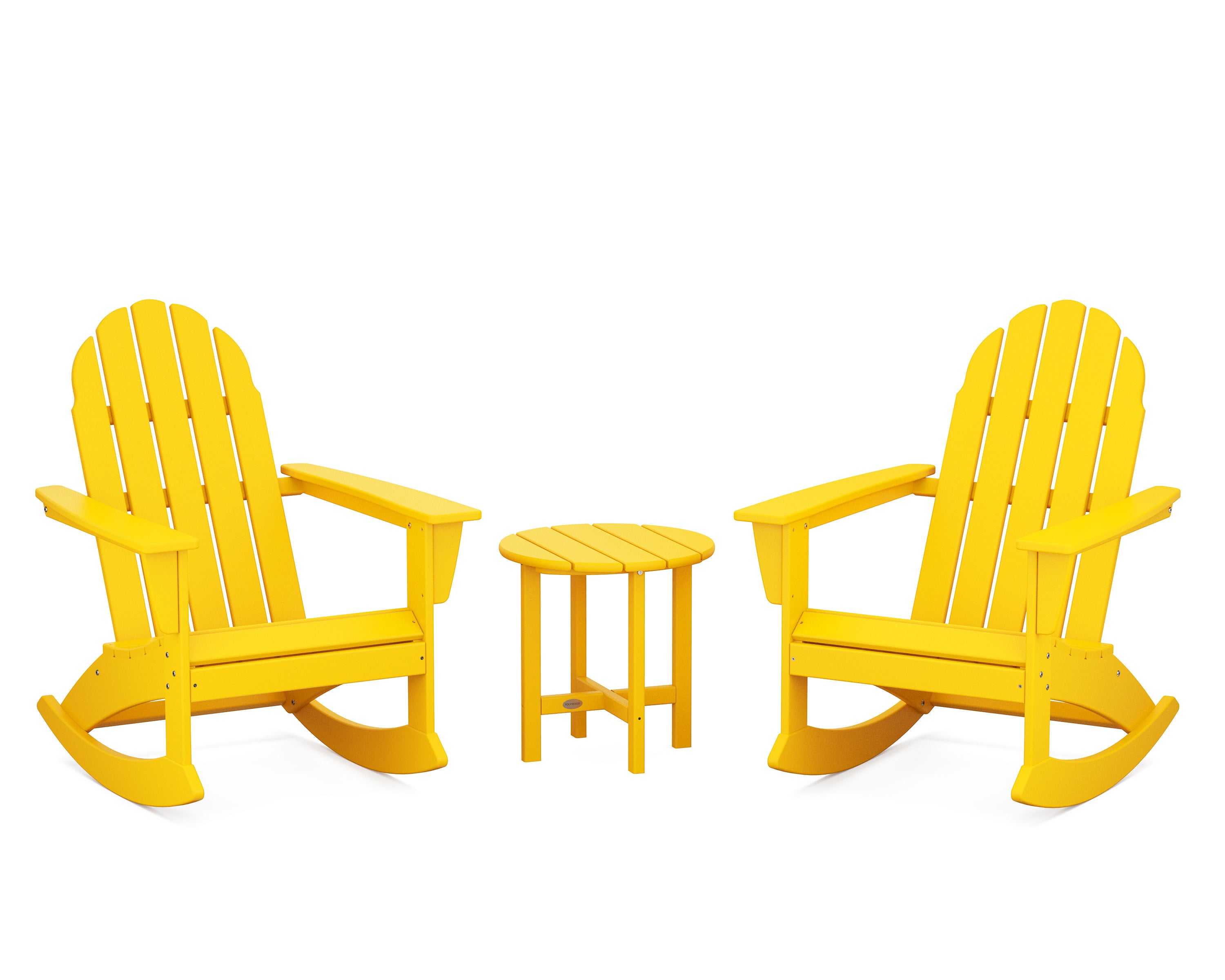 Vineyard 3-Piece Adirondack Rocking Chair Set in Lemon
