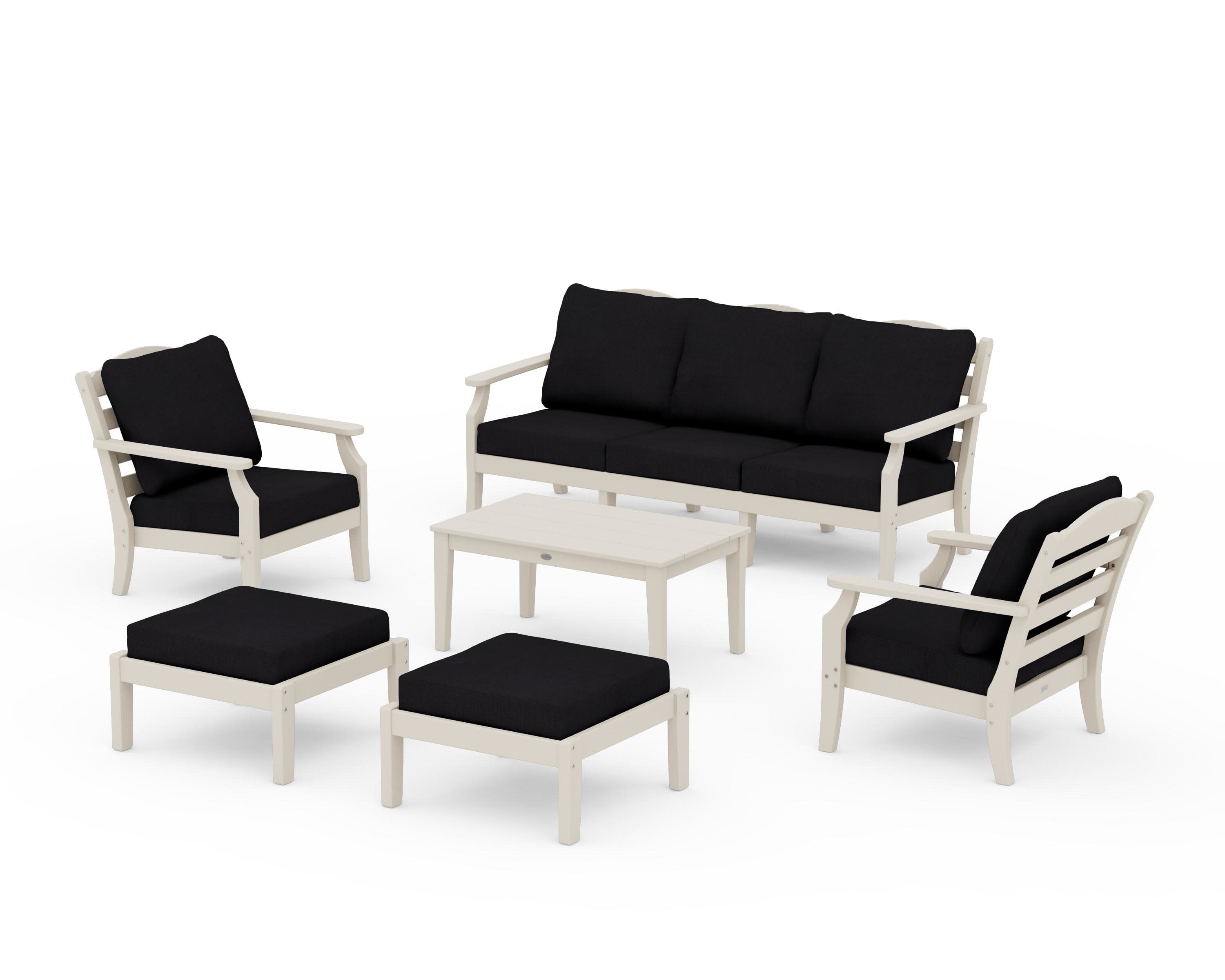 Savannah 6-Piece Lounge Sofa Set in Sand / Midnight Linen