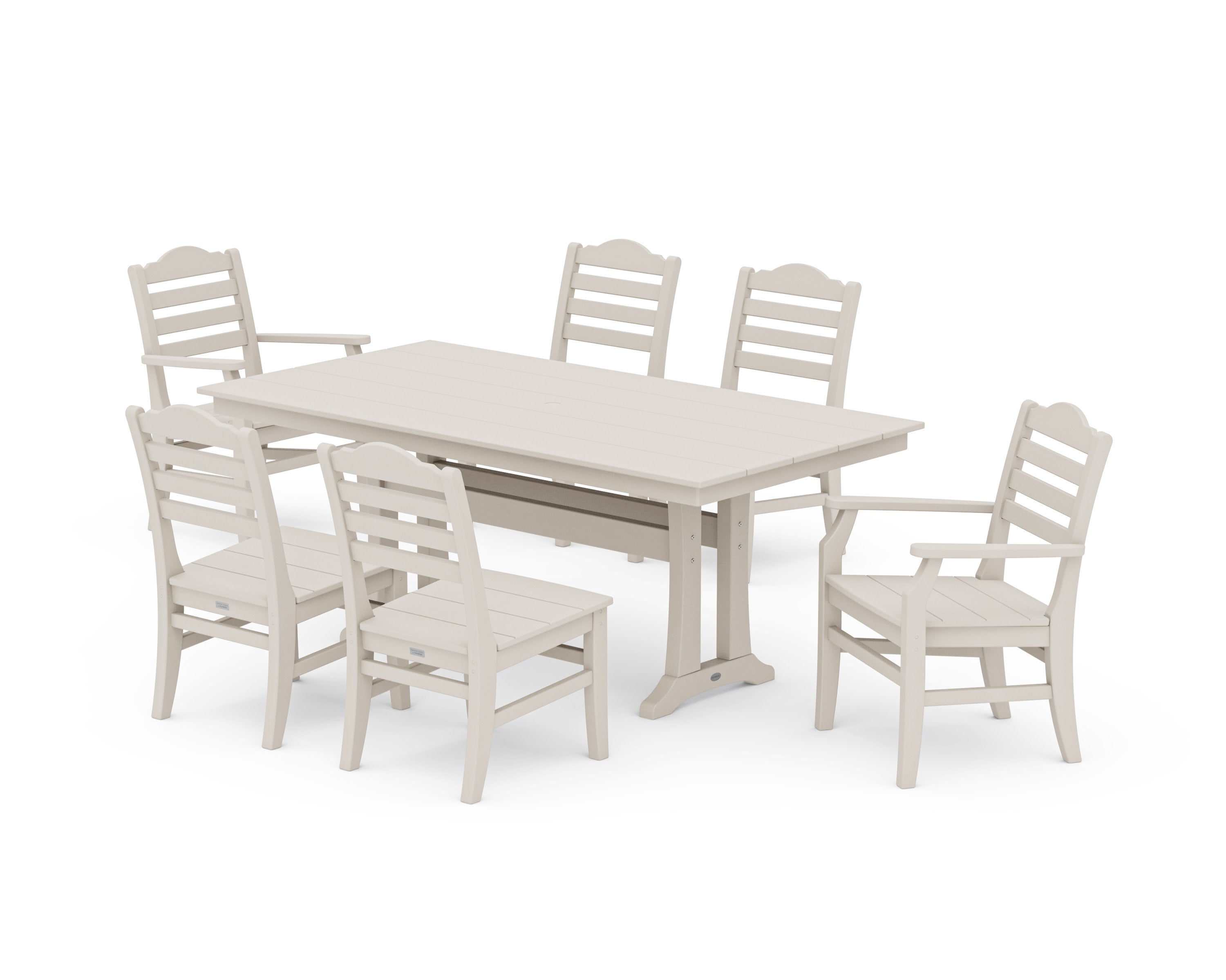 Savannah 7-Piece Farmhouse Dining Set with Trestle Legs in Sand