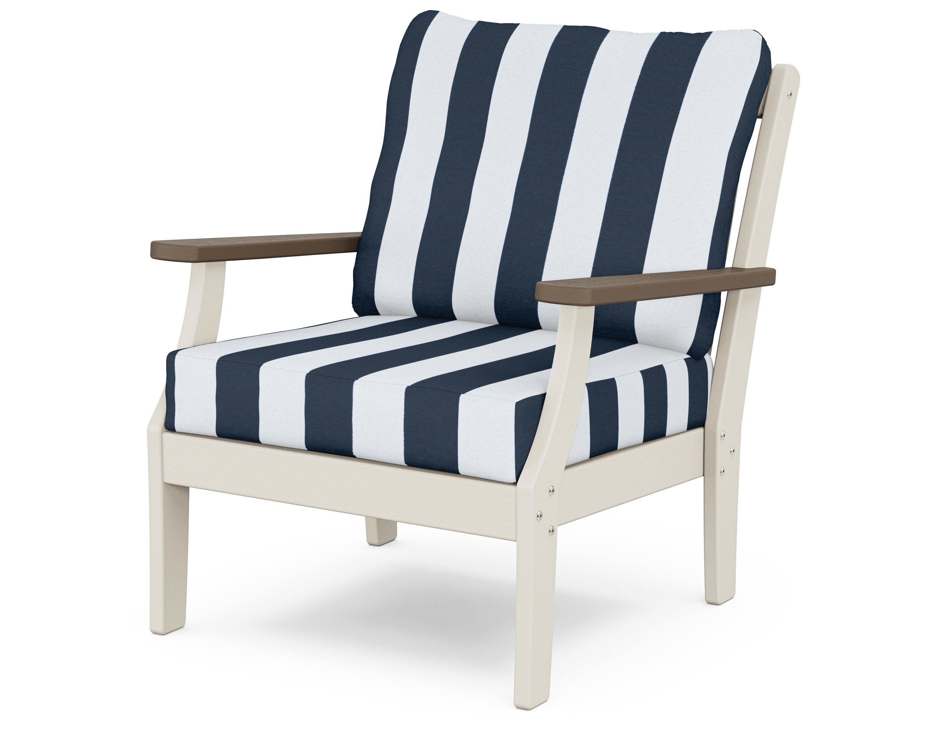 Braxton Deep Seating Chair in Sand / Kona / Cabana Stripe Marine Indigo