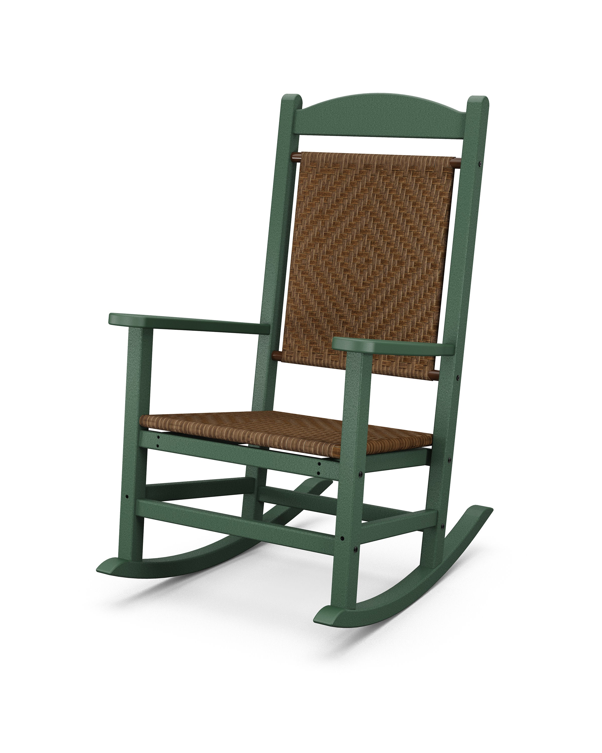 Presidential Woven Rocking Chair in Green / Tigerwood