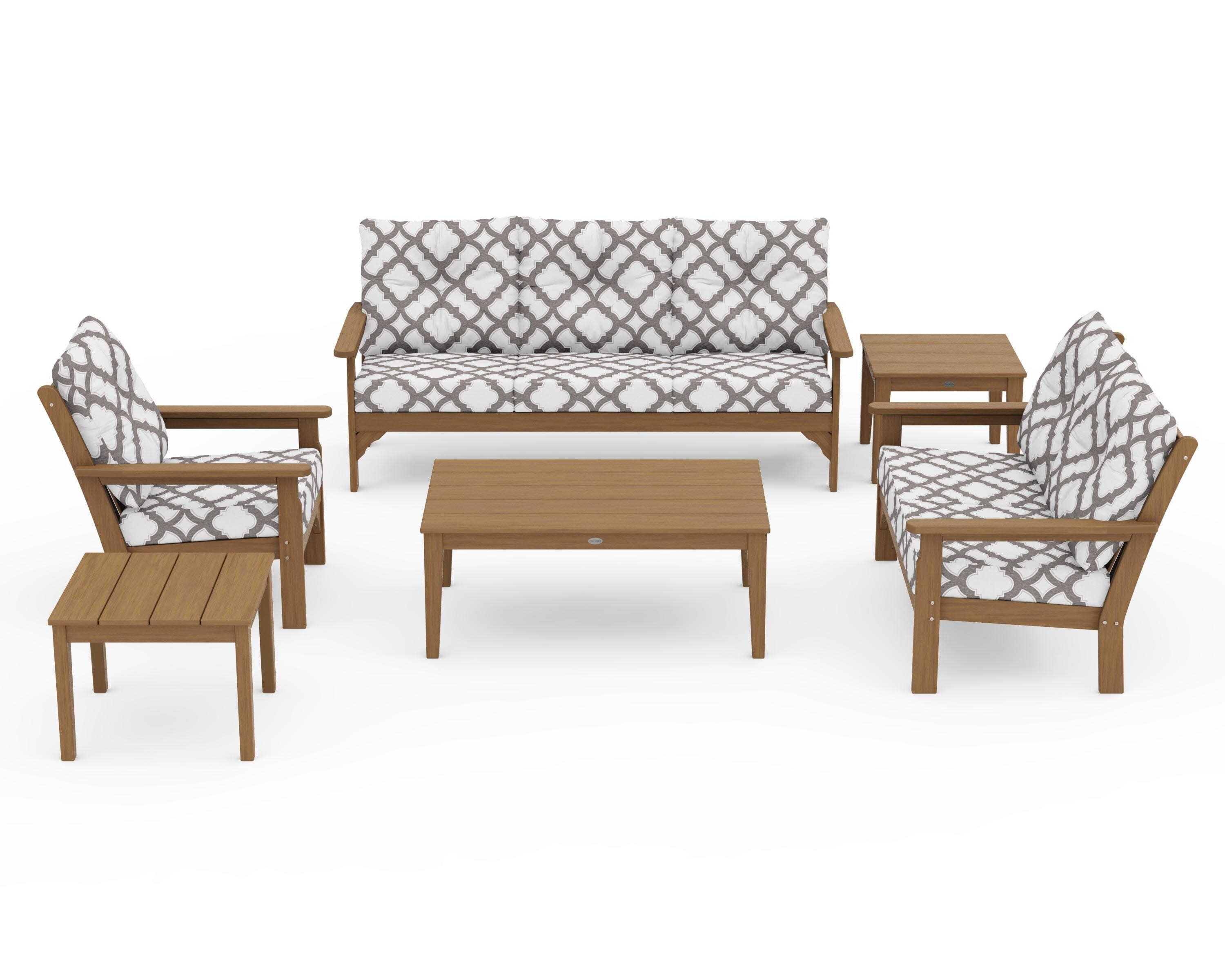 Vineyard 6-Piece Deep Seating Set in Natural / Trellis Grey Mist