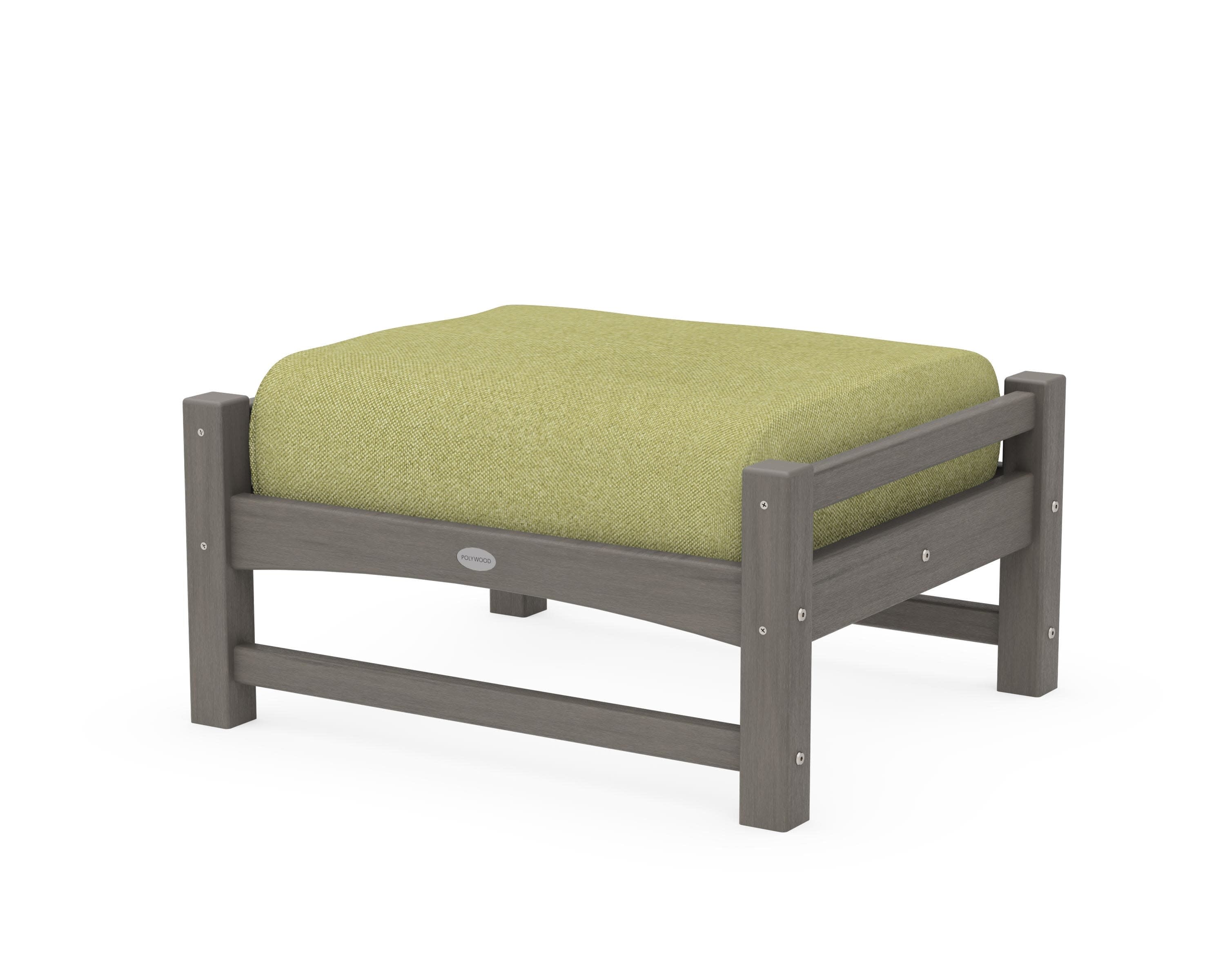 Club Ottoman in Driftwood / Chartreuse Boucle