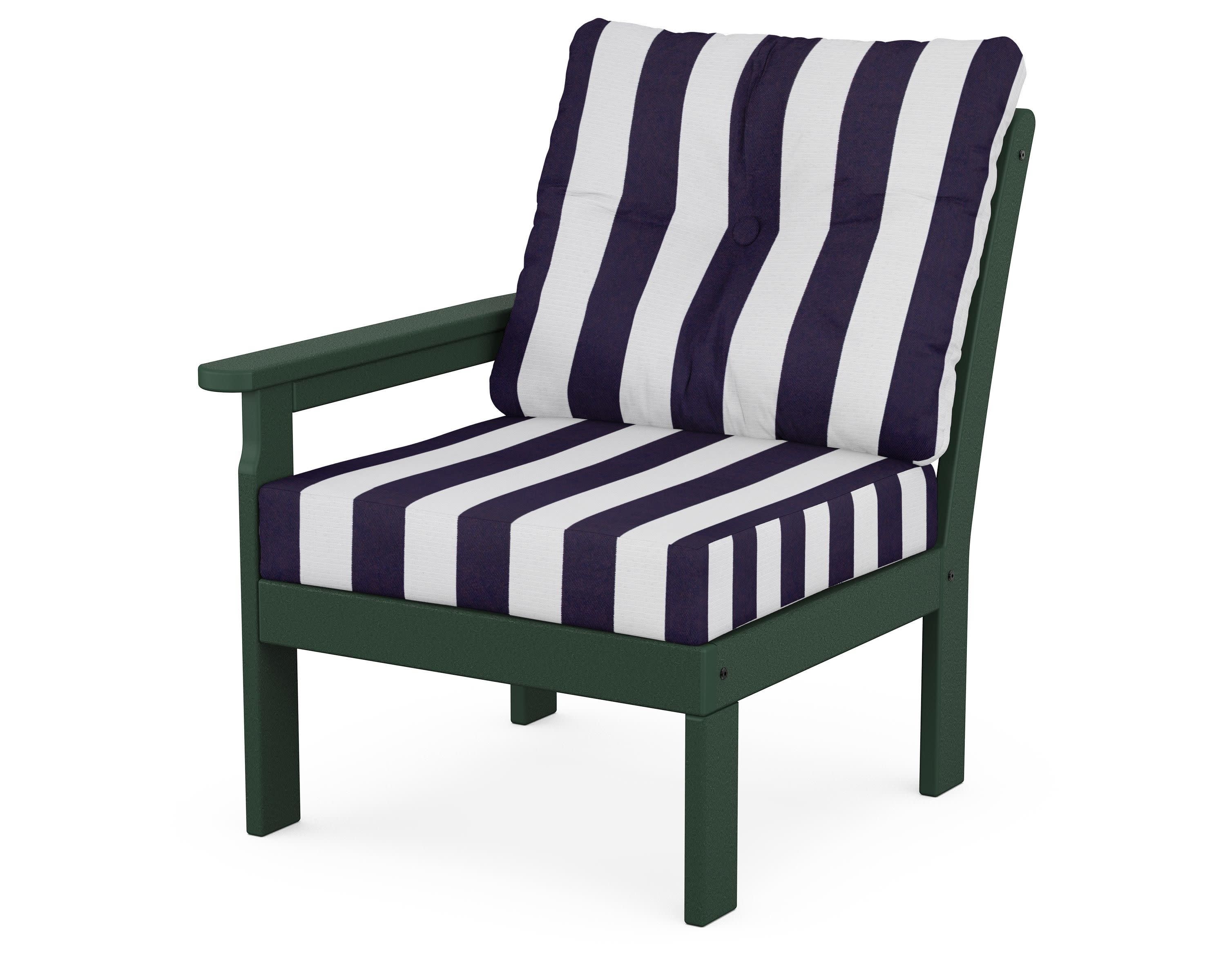Vineyard Modular Left Arm Chair in Green / Cabana Stripe Navy
