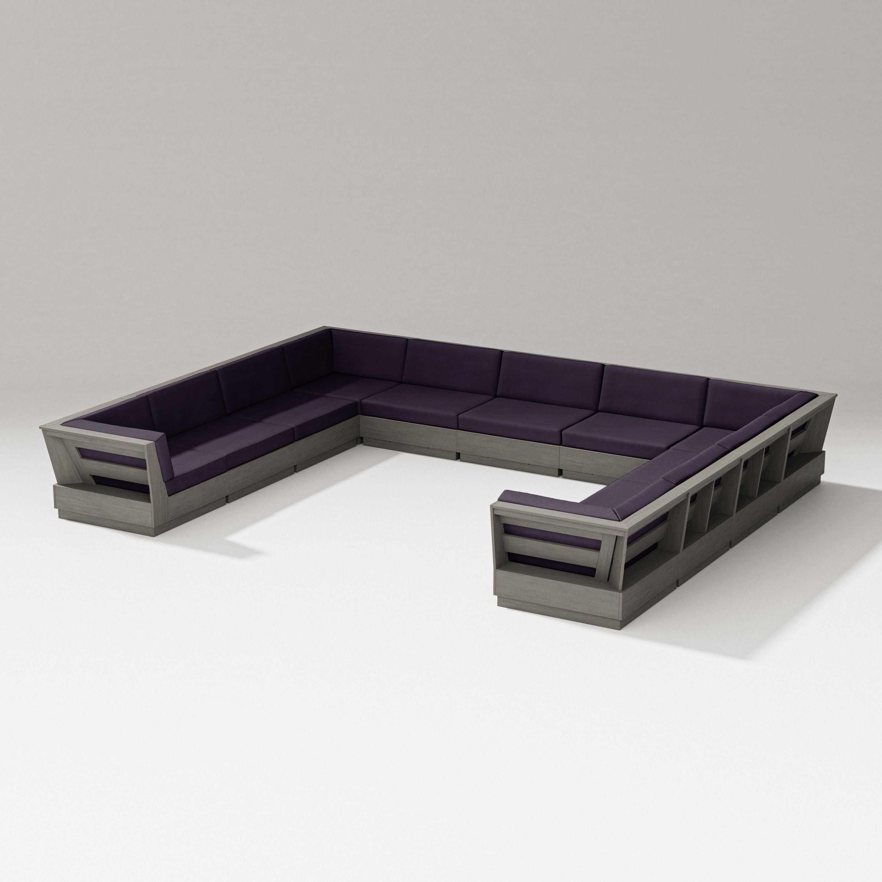Elevate Large U-Shaped Sectional in Driftwood / Navy Linen