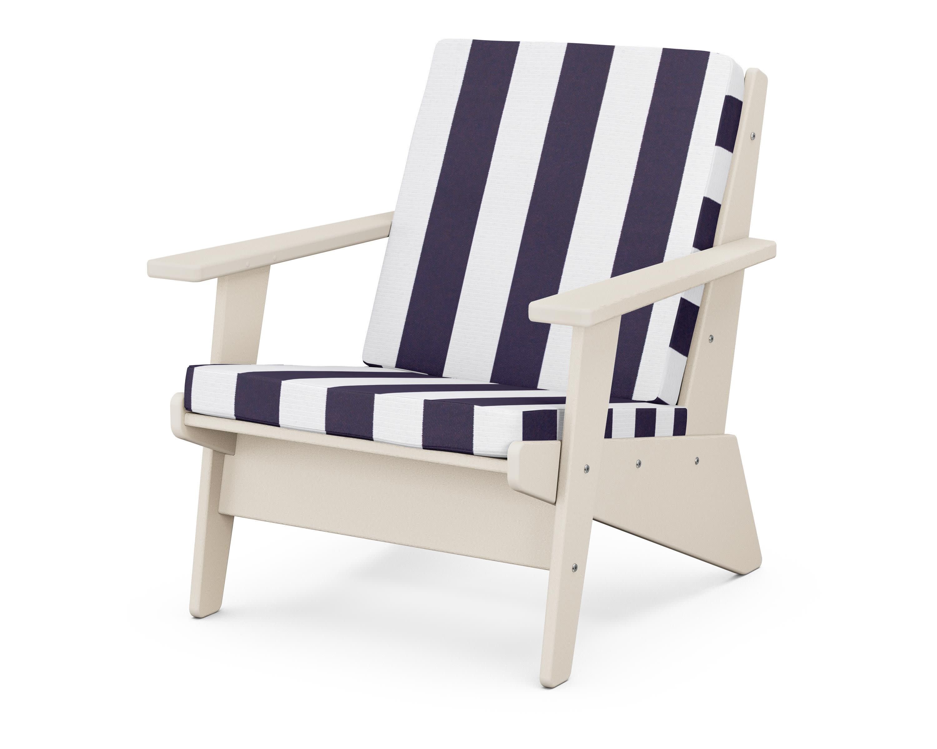 Riviera Modern Lounge Chair in Sand / Cabana Stripe Navy