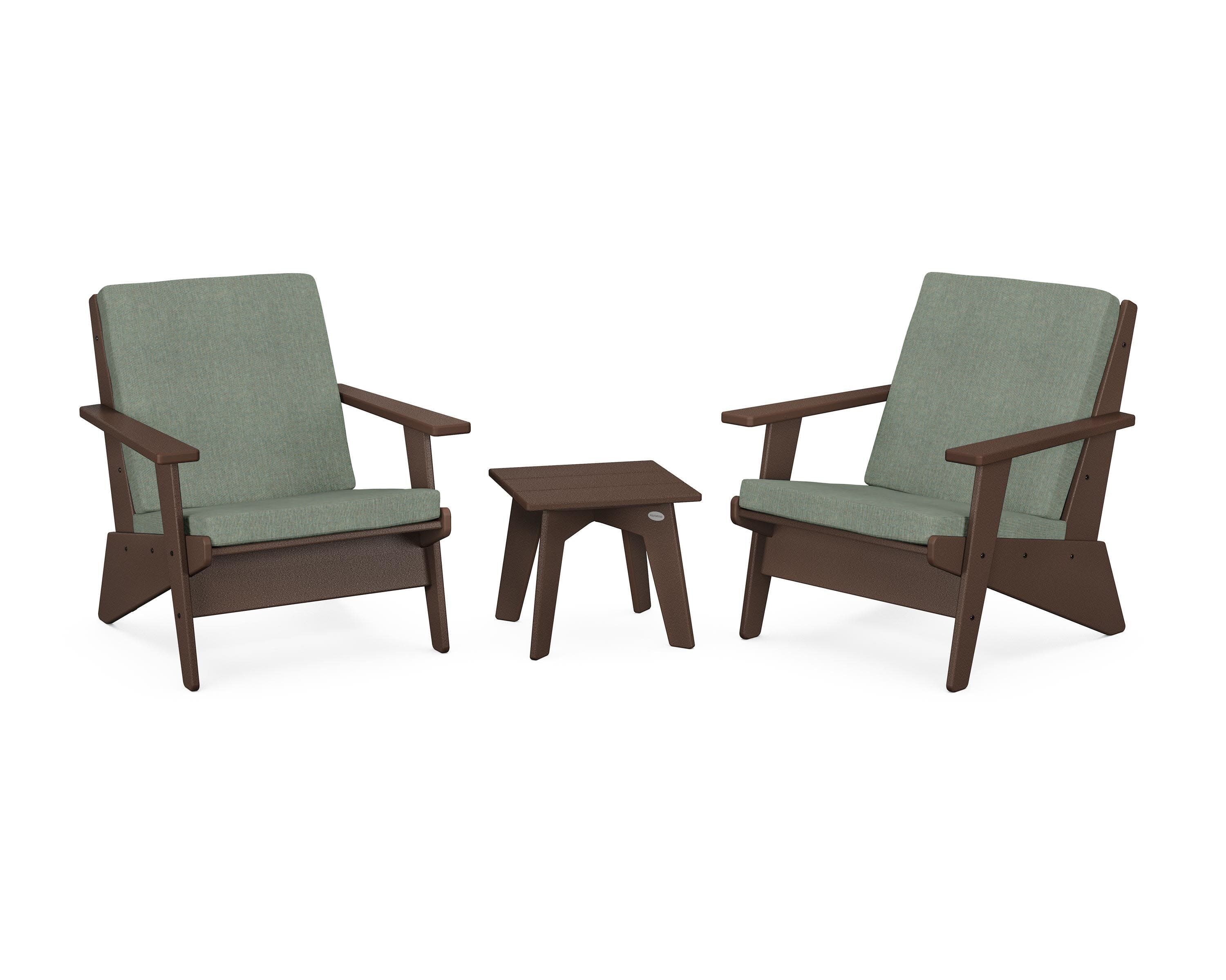 Riviera Modern Lounge 3-Piece Set in Mahogany / Cast Sage