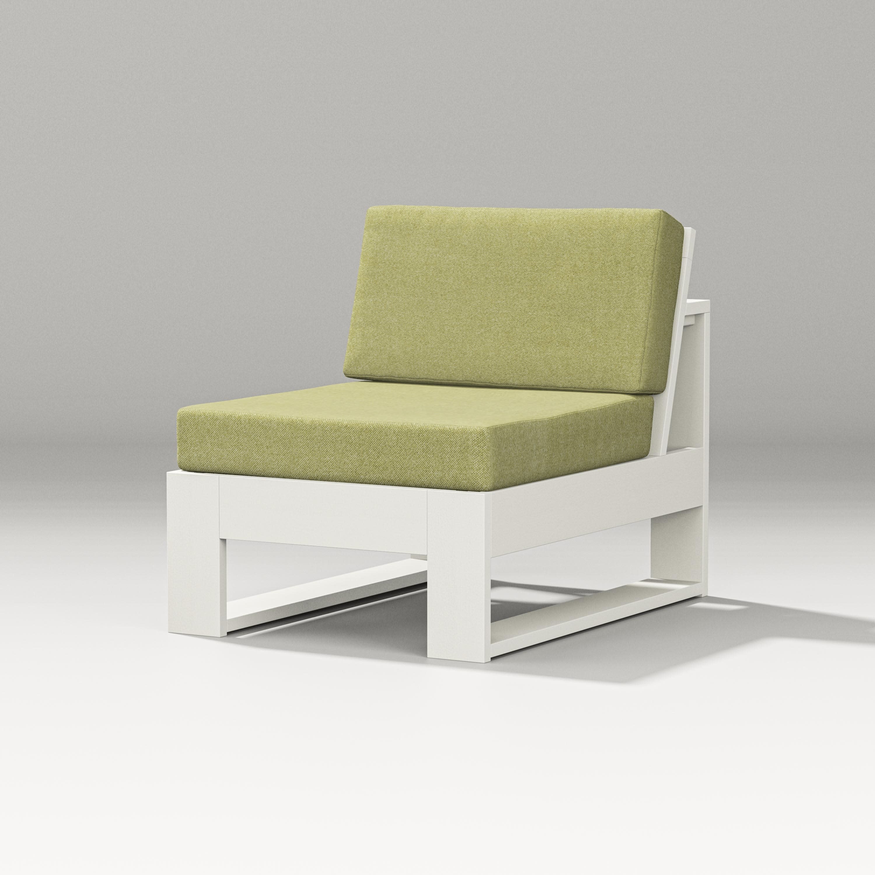 Latitude Modular Armless Chair in Vintage White / Chartreuse Boucle