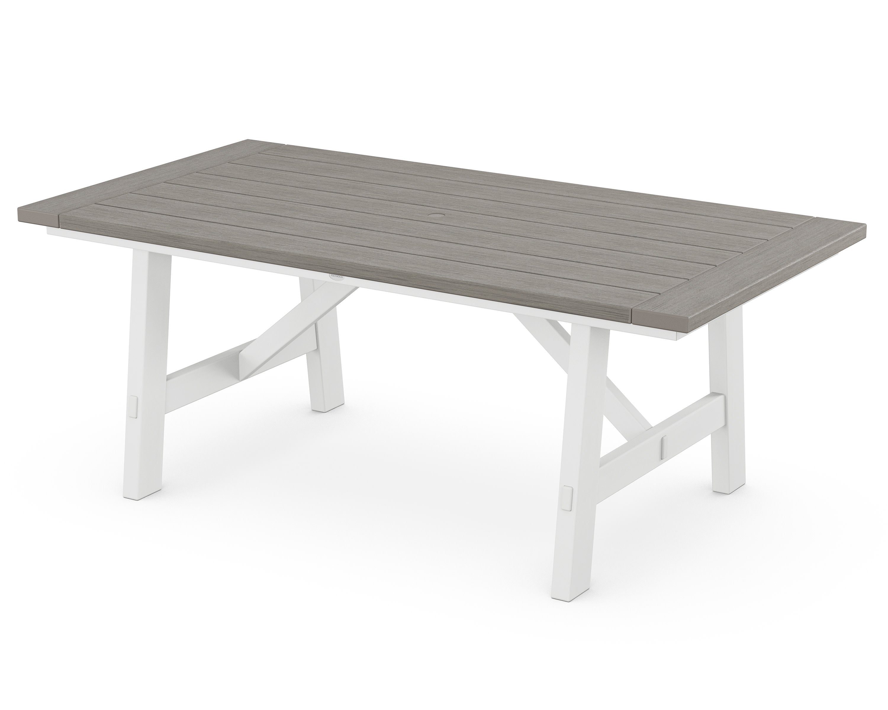 Rustic Farmhouse 39" x 75" Dining Table in White / Driftwood