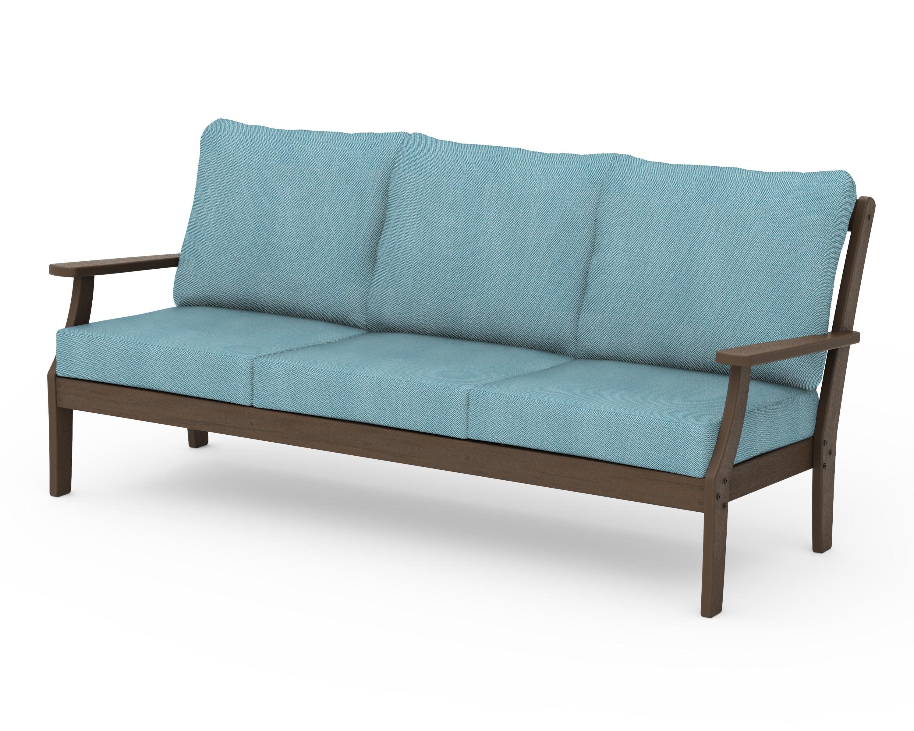 Braxton Deep Seating Sofa in Kona / Lattice Sky Blue