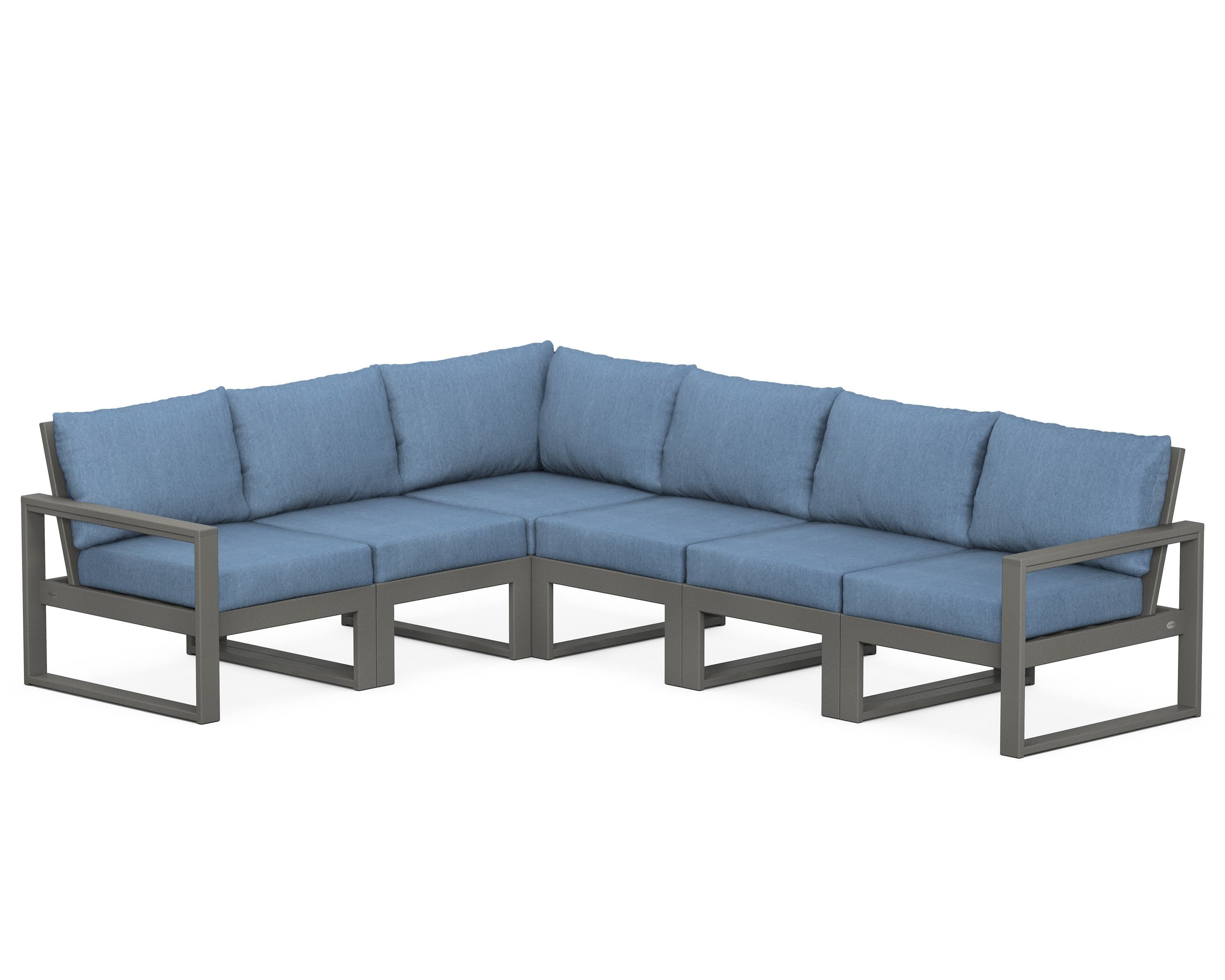 EDGE 6-Piece Modular Deep Seating Set in Slate Grey / Sky Blue