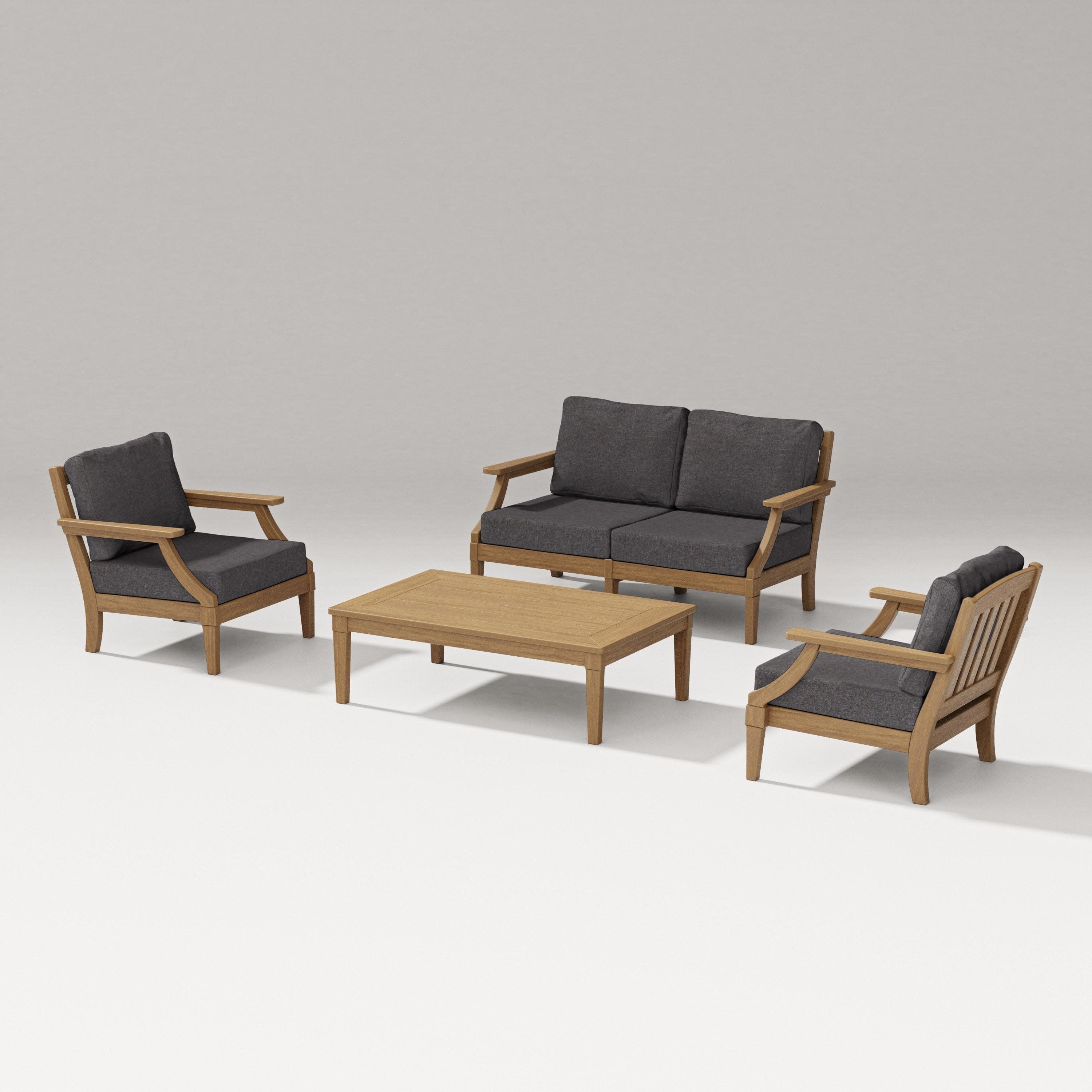 Estate Lounge 4-Piece Loveseat Set in Natural / Ash Charcoal