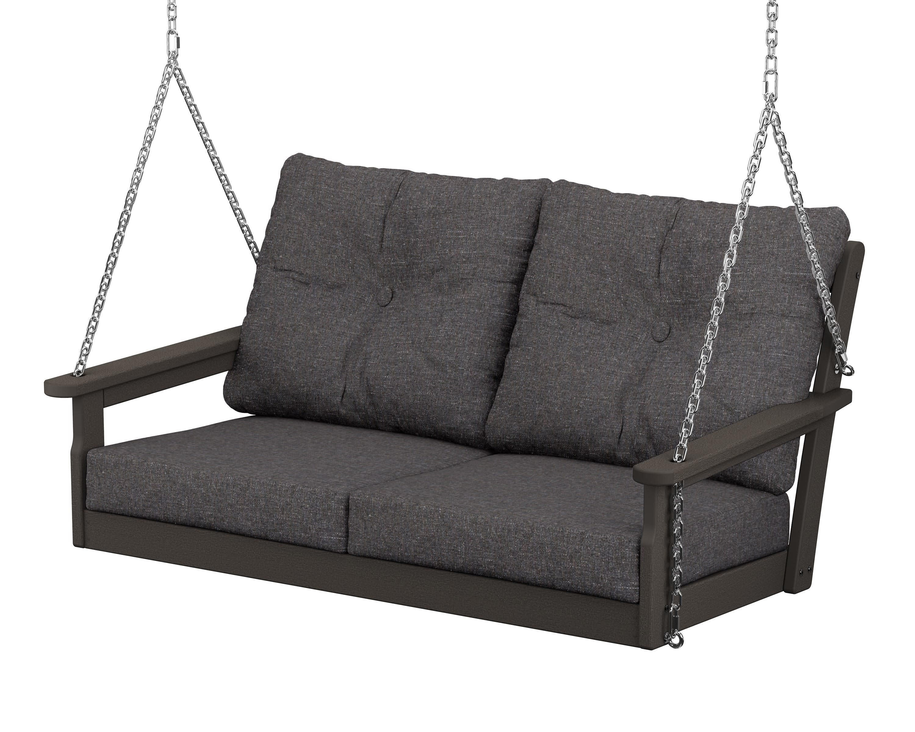 Vineyard Deep Seating Swing in Vintage Coffee / Ash Charcoal