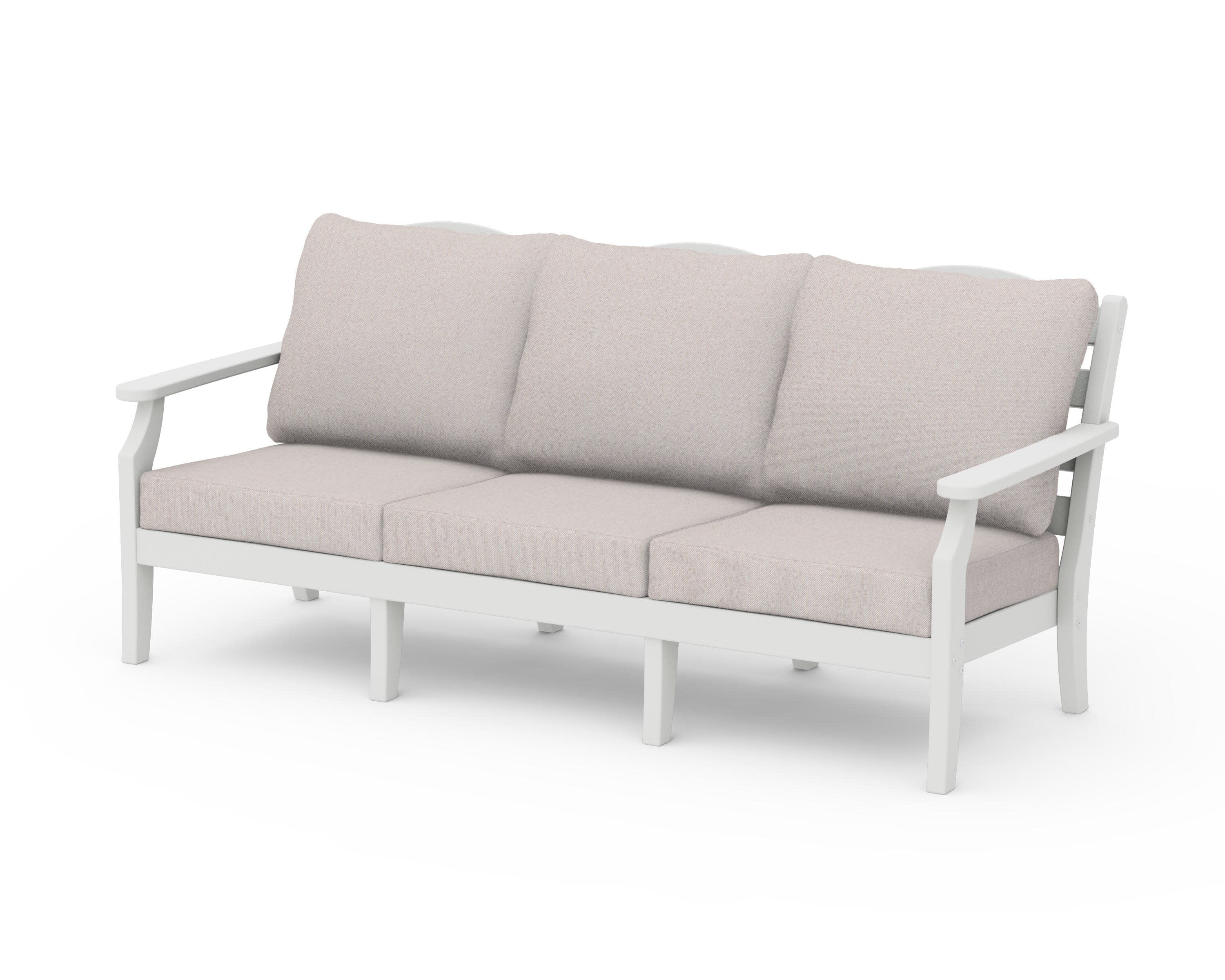 Savannah Deep Seating Sofa in Vintage White / Dune Burlap