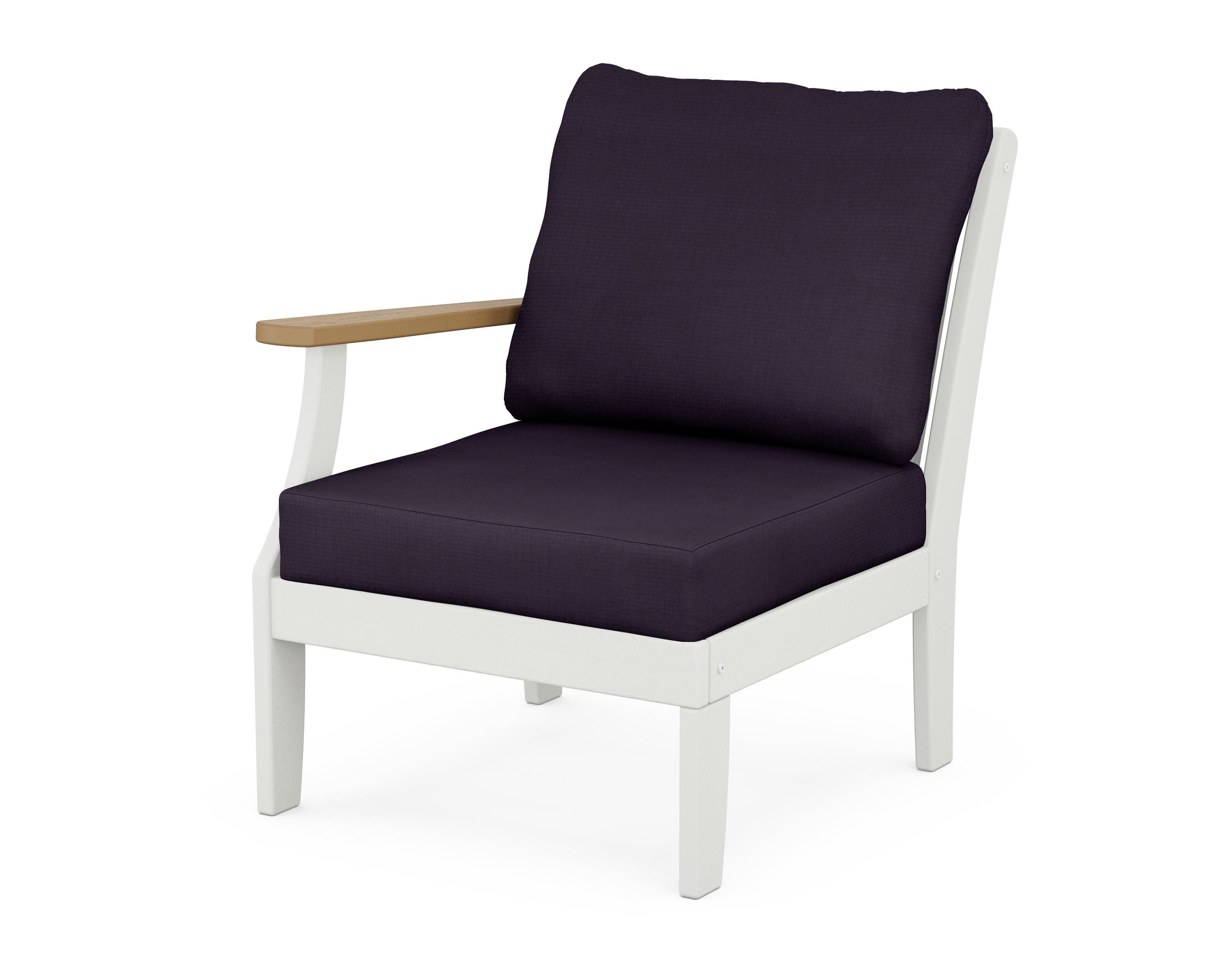 Braxton Modular Left Arm Chair in White / Natural / Navy Linen