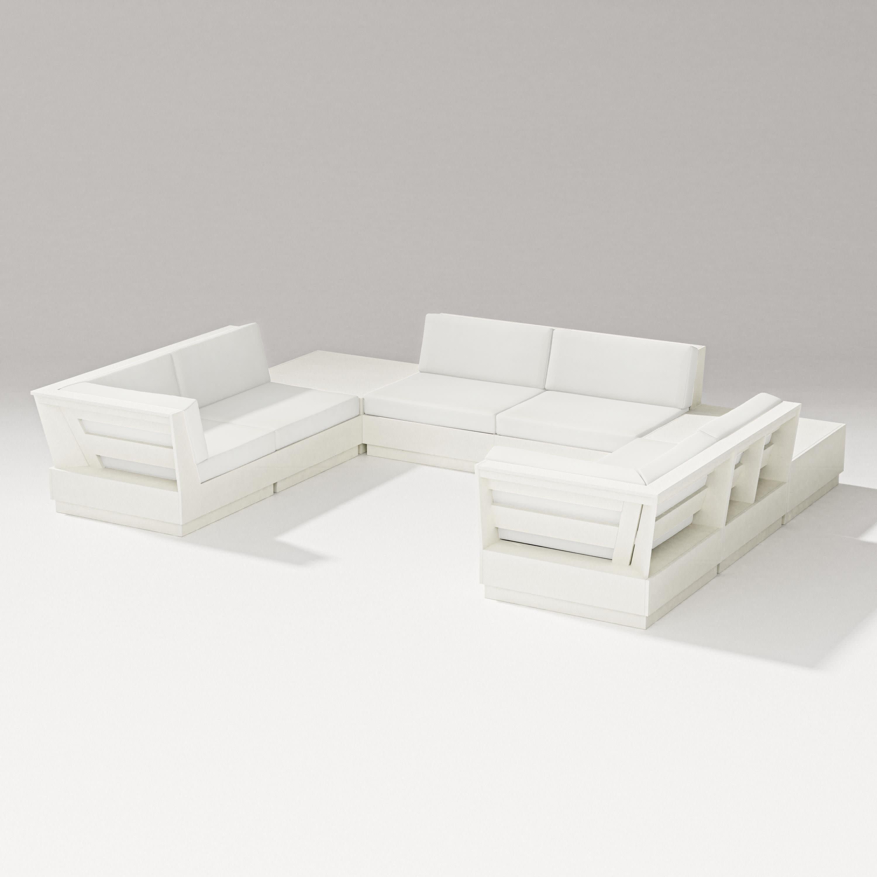 Elevate 8-Piece U-Shaped Sectional in Vintage White / Natural Linen