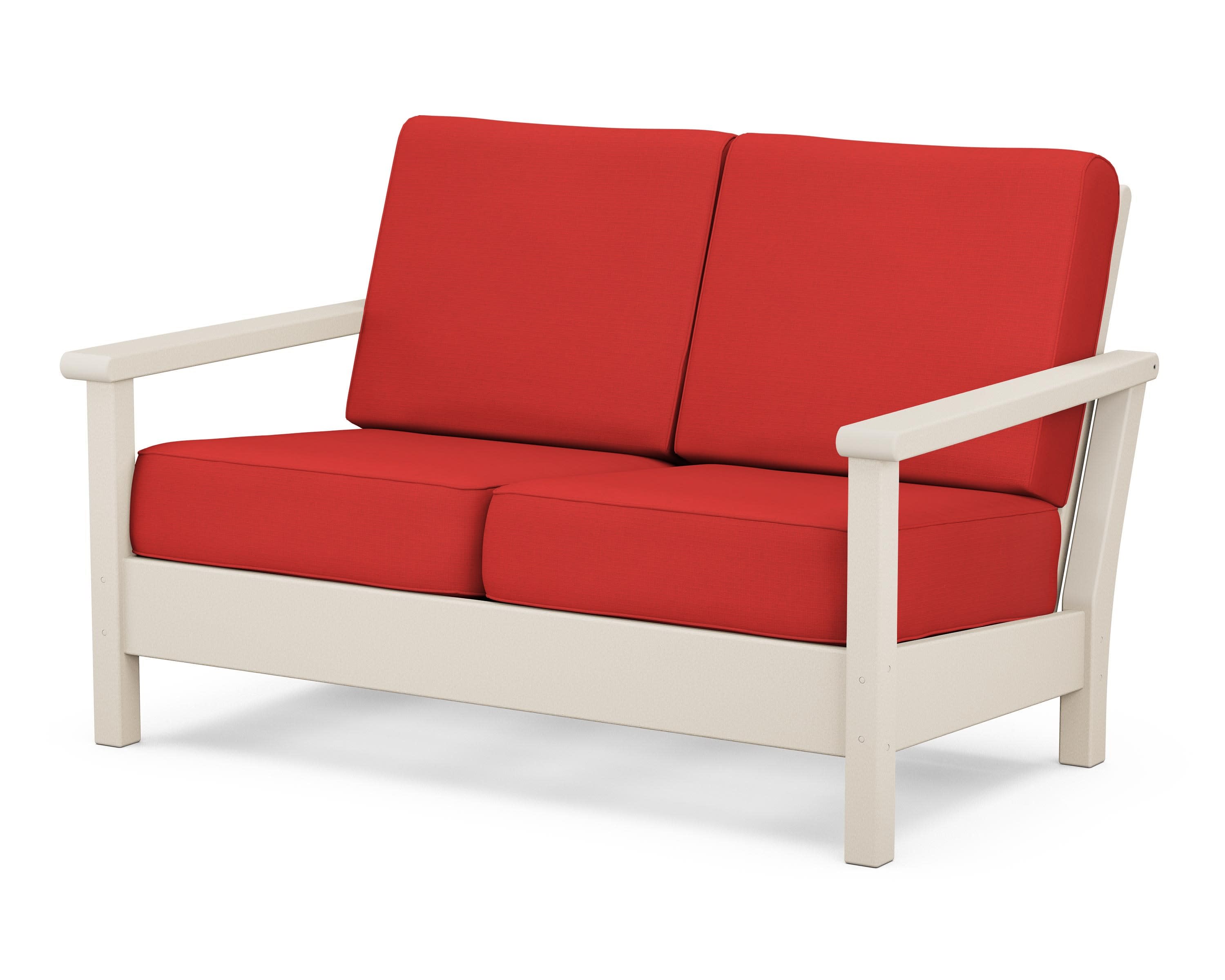 Harbour Deep Seating Loveseat in Sand / Crimson Linen