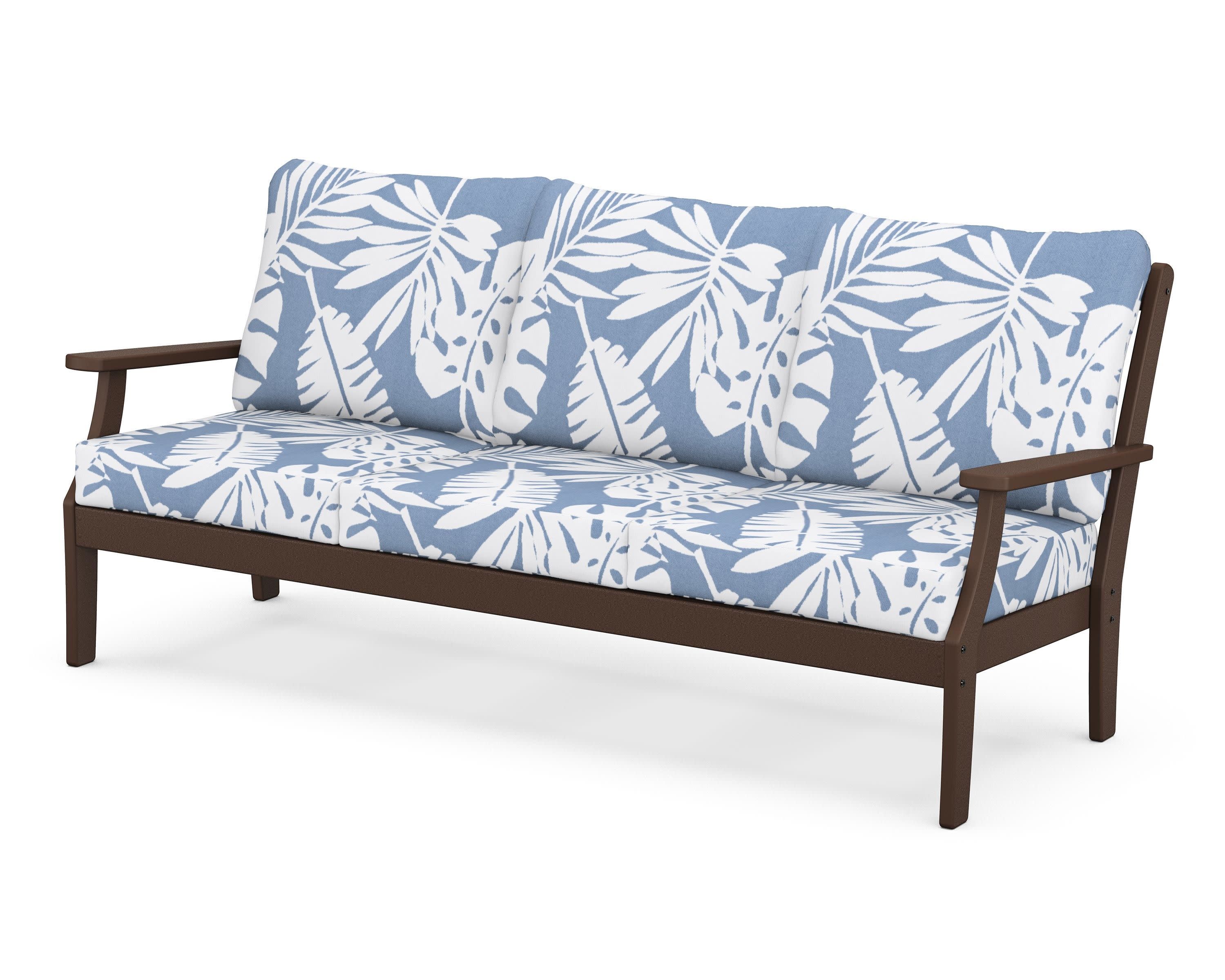 Braxton Deep Seating Sofa in Mahogany / Leaf Sky Blue