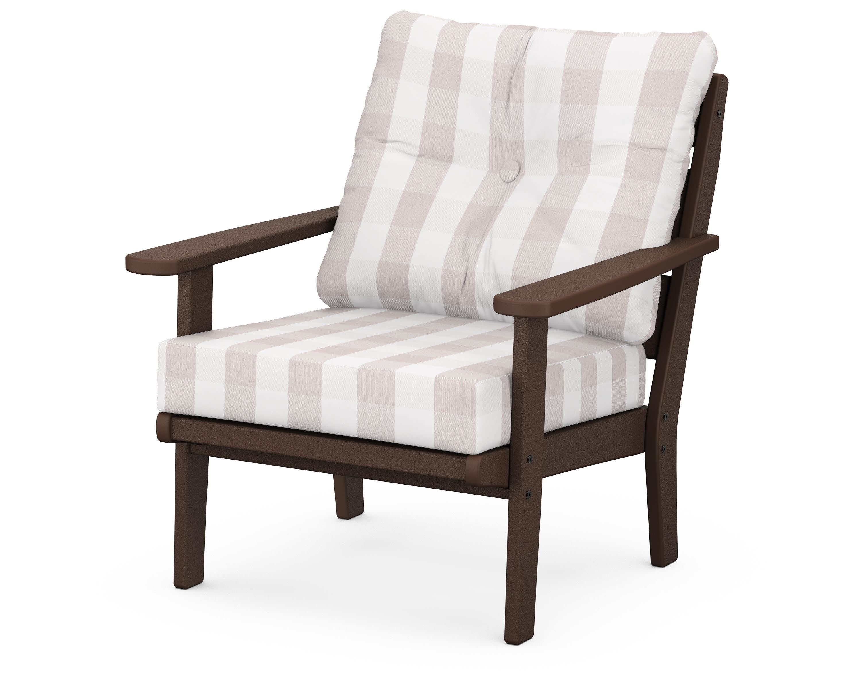 Lakeside Deep Seating Chair in Mahogany / Buffalo Plaid Dune Burlap
