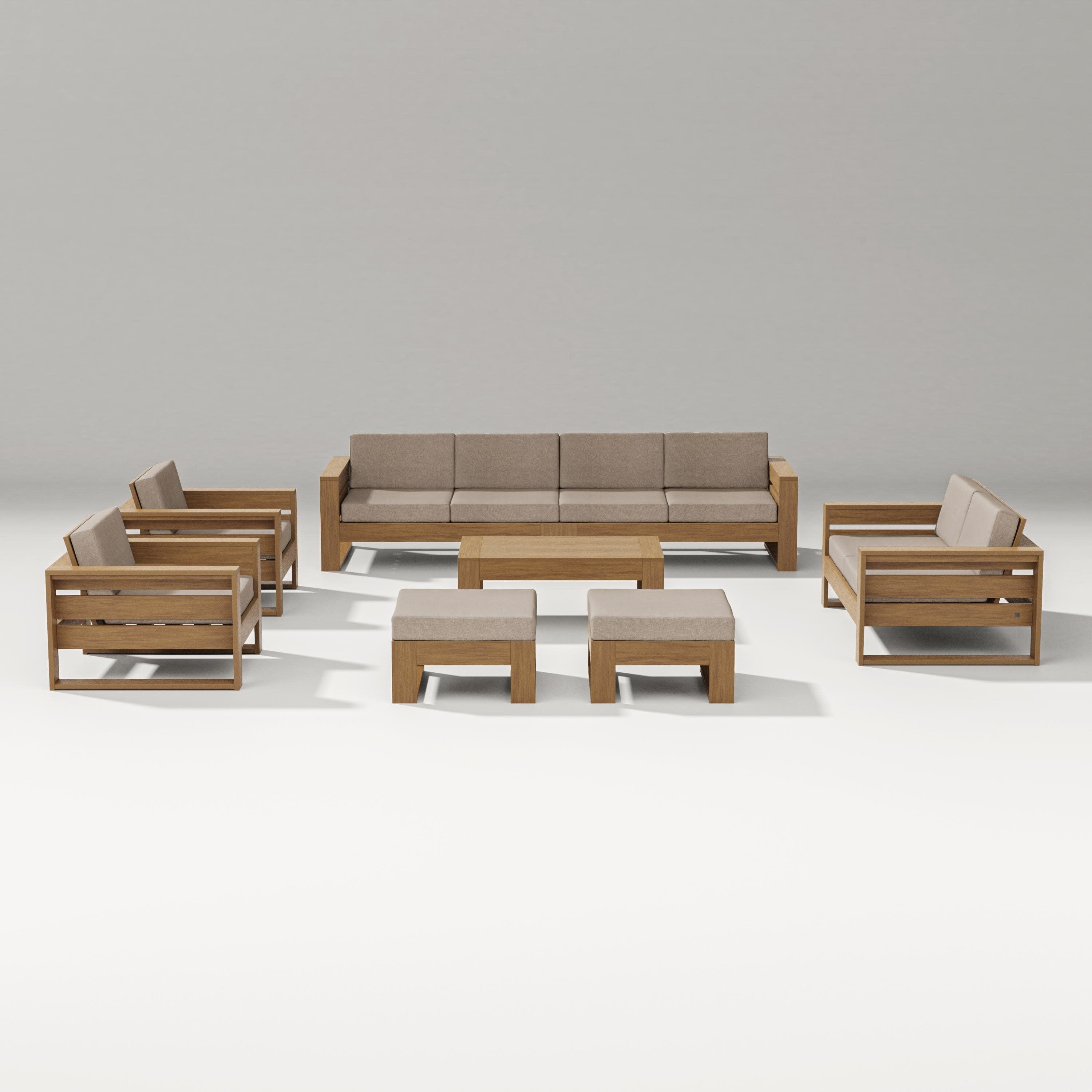 Latitude 8-Piece Lounge Sofa Set in Natural / Spiced Burlap