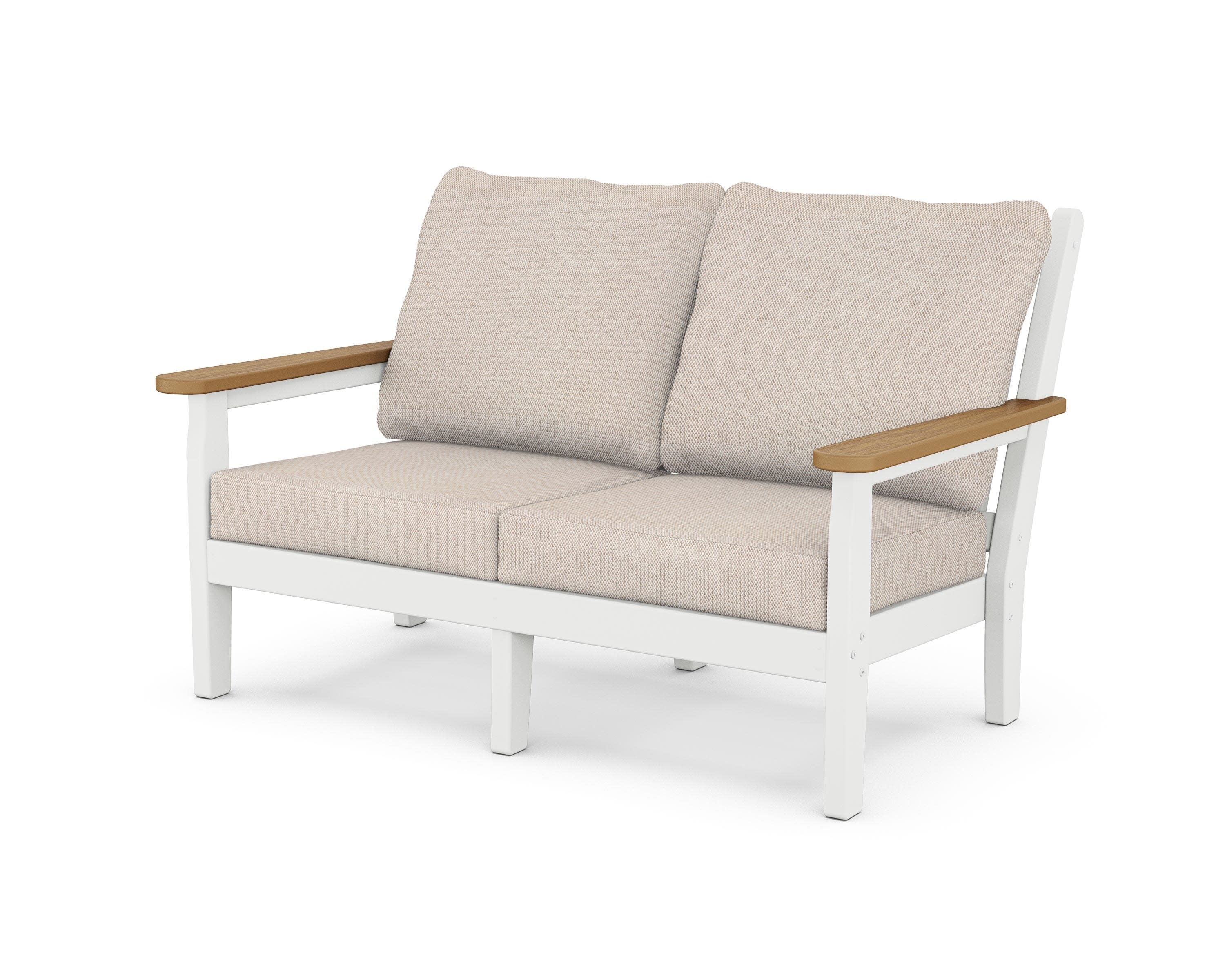 Chippendale Deep Seating Loveseat in White / Natural / Blend Linen