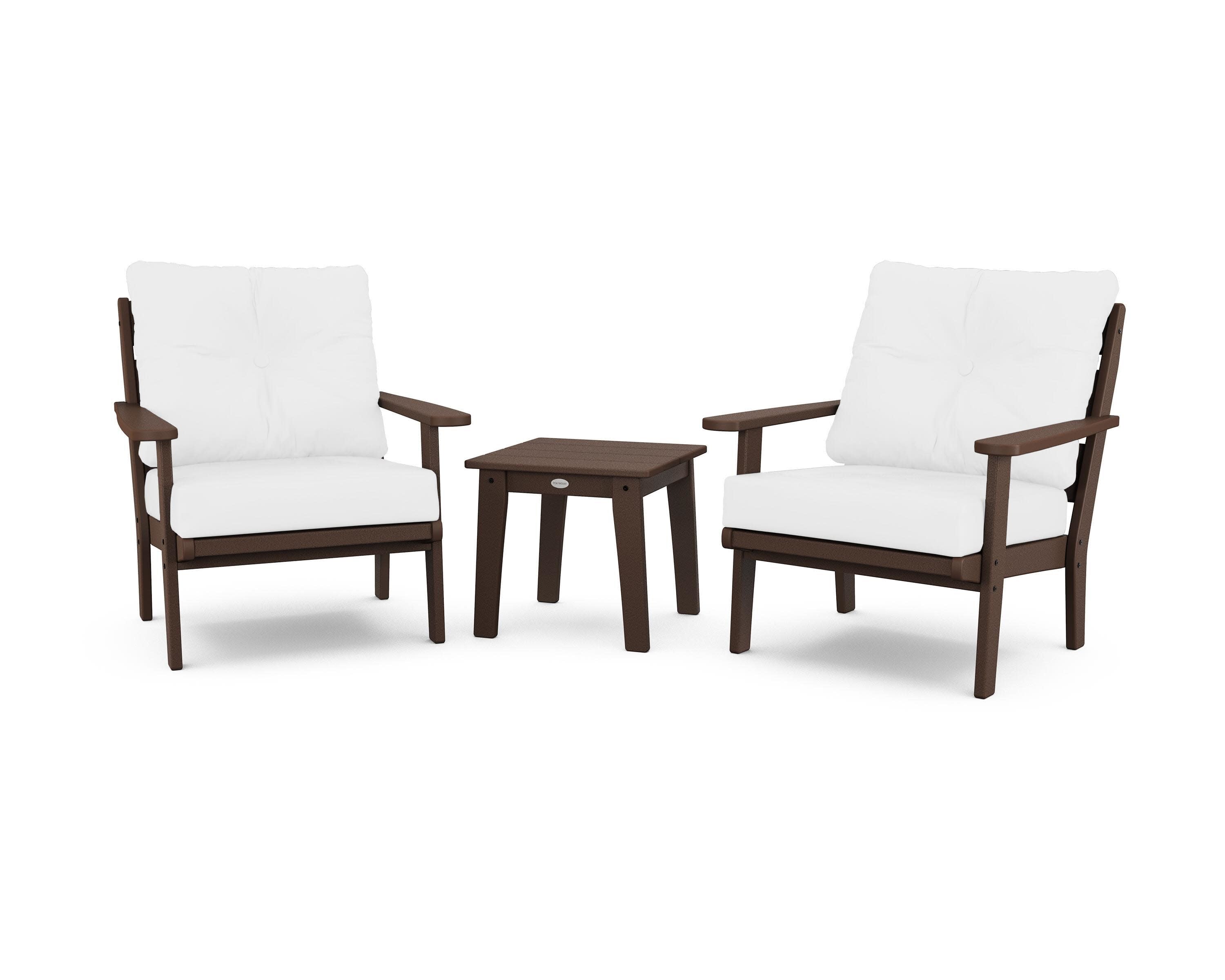 Lakeside 3-Piece Deep Seating Chair Set in Mahogany / Natural