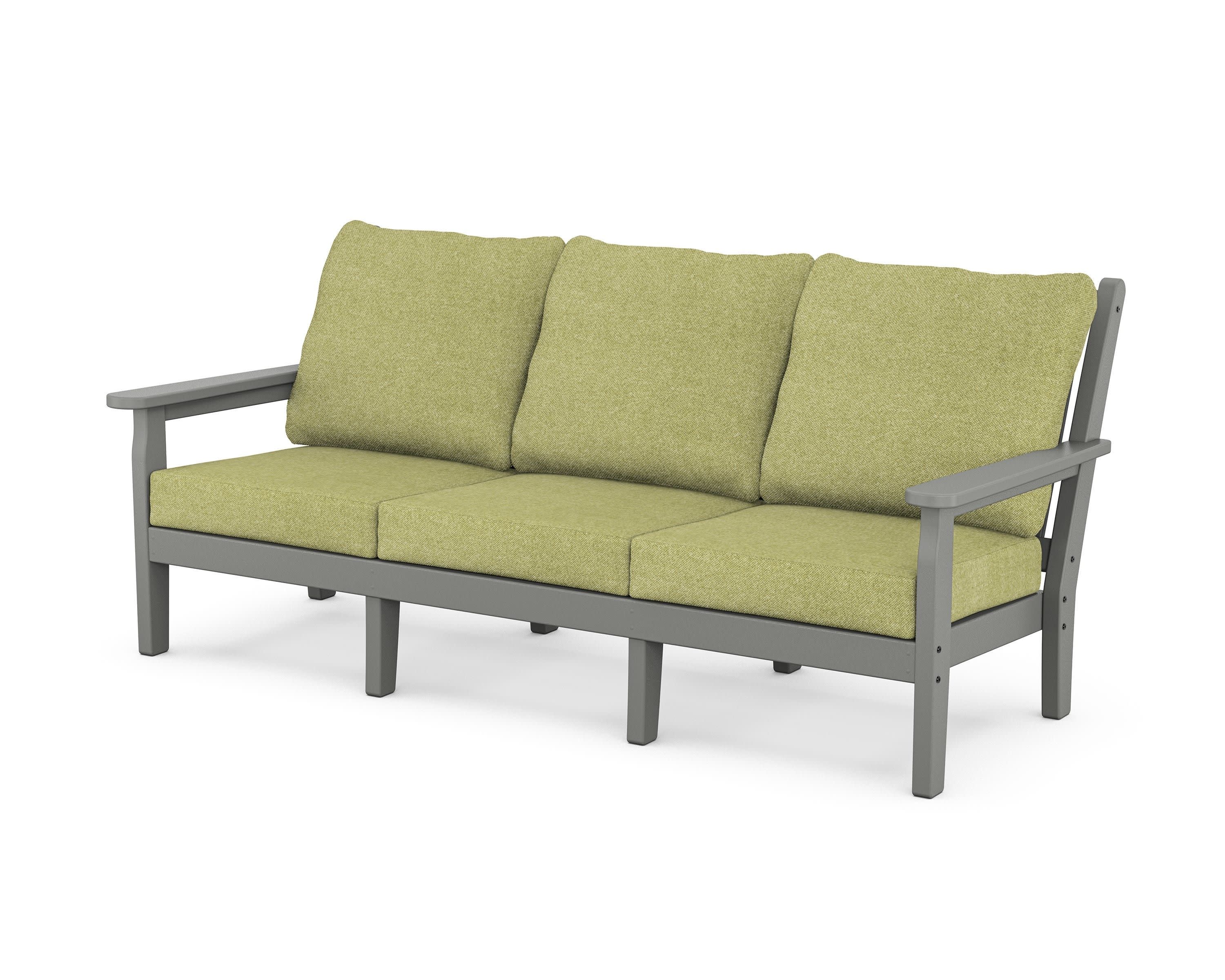 Chippendale Deep Seating Sofa in Slate Grey / Chartreuse Boucle