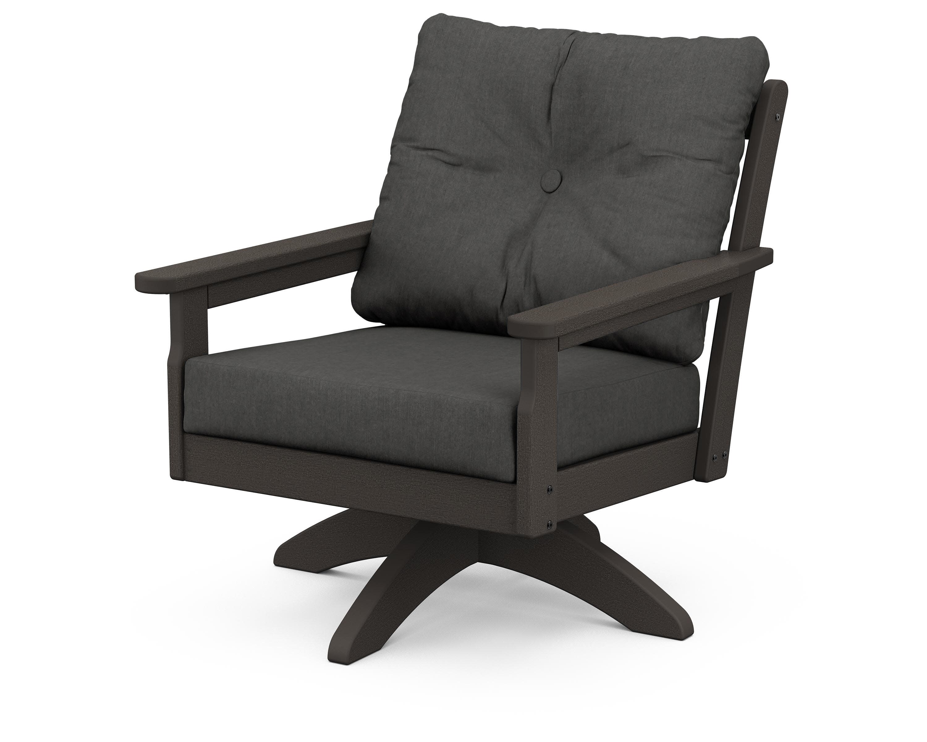 Vineyard Deep Seating Swivel Chair in Vintage Coffee / Spectrum Carbon