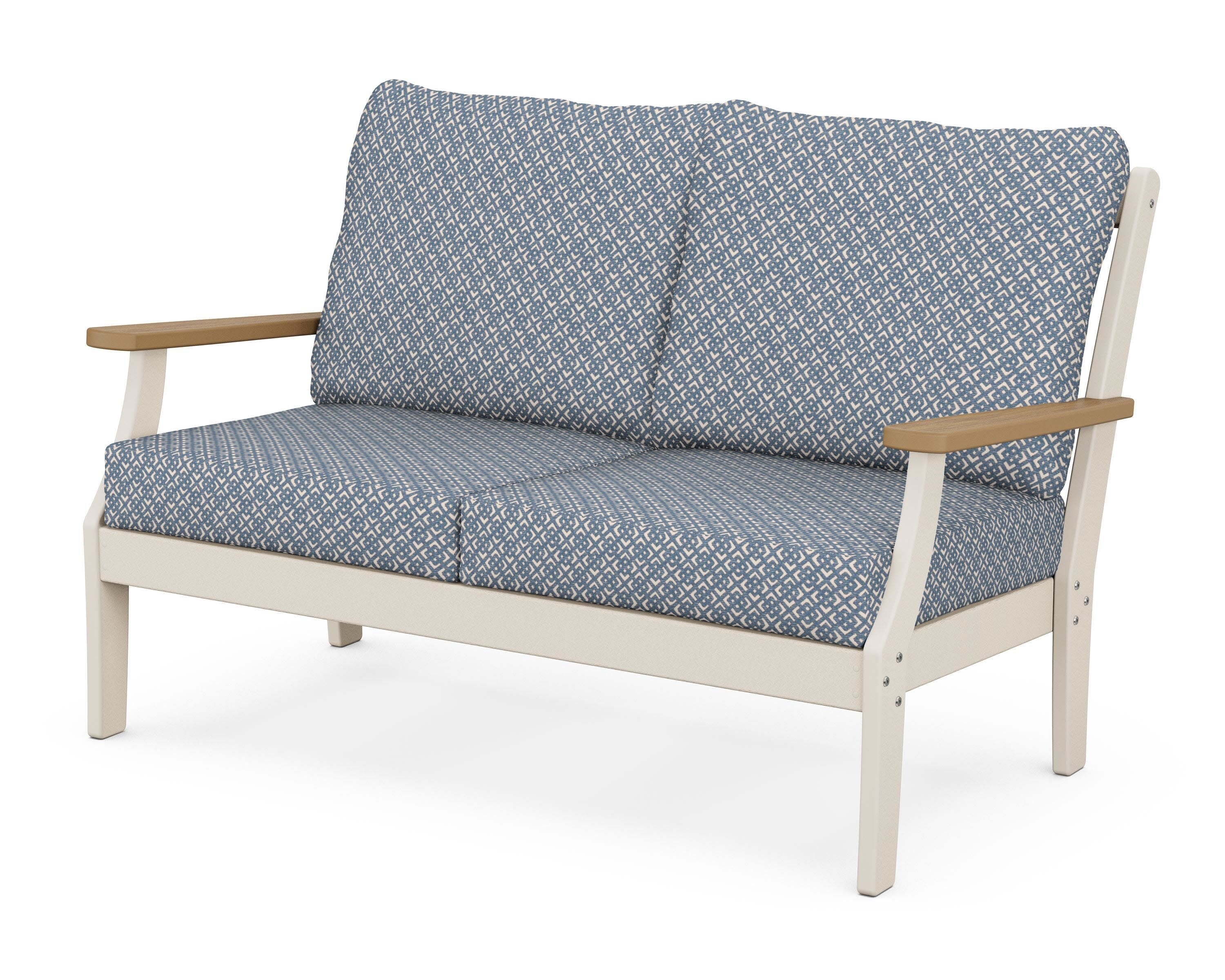 Braxton Deep Seating Loveseat in Sand / Natural / Hopscotch