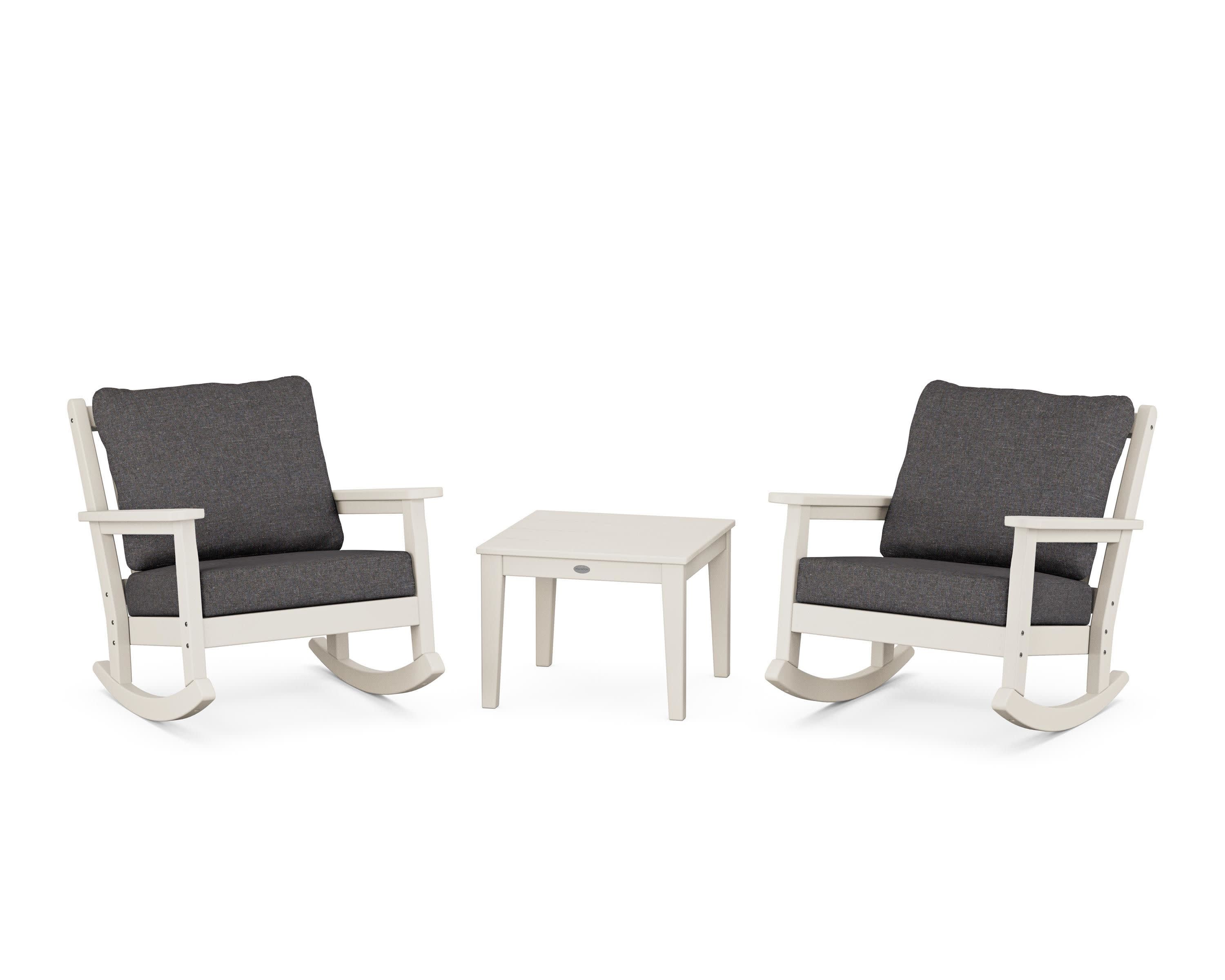 Chippendale 3-Piece Deep Seating Rocker Set in Sand / Ash Charcoal