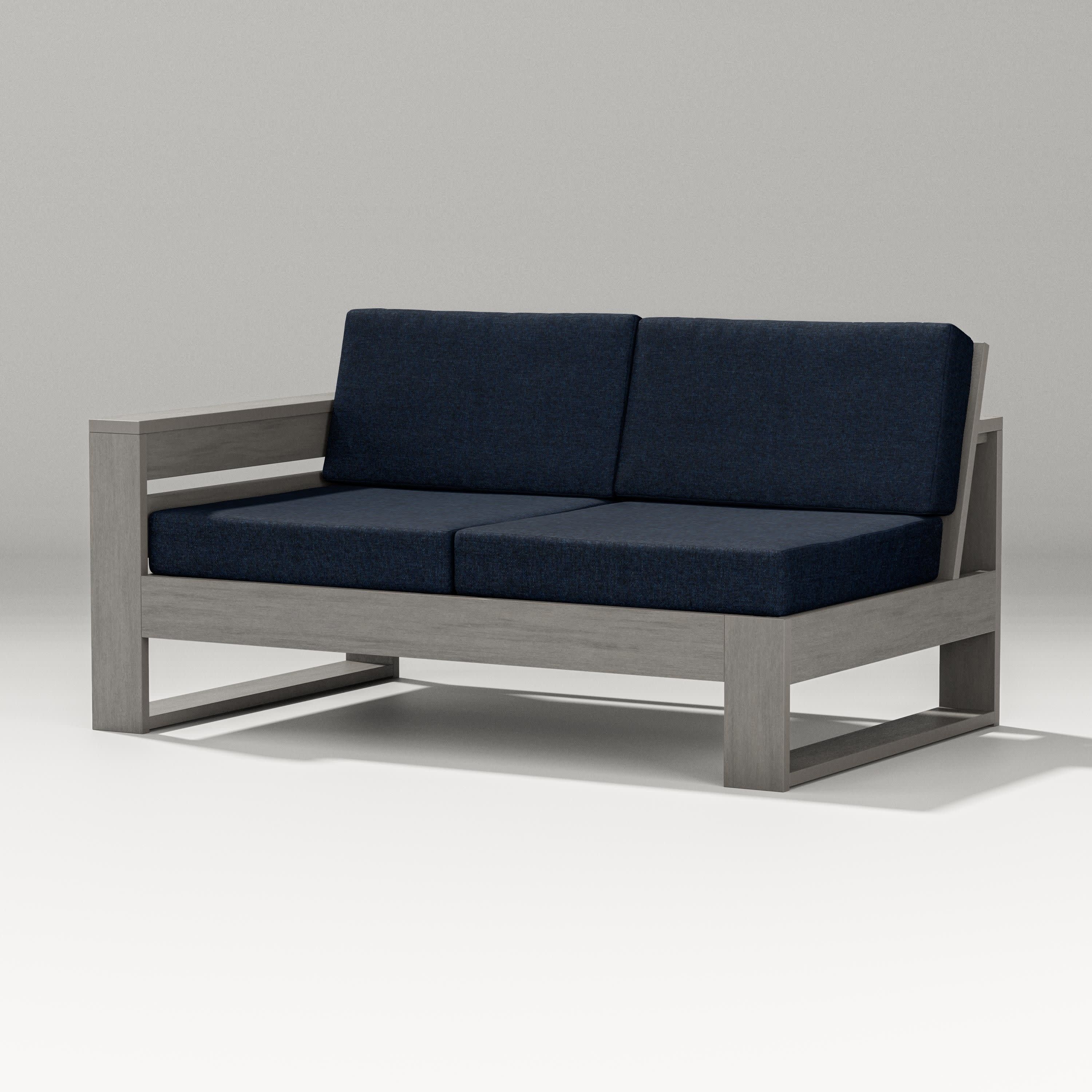 Latitude Modular Left Arm Loveseat in Driftwood / Marine Indigo