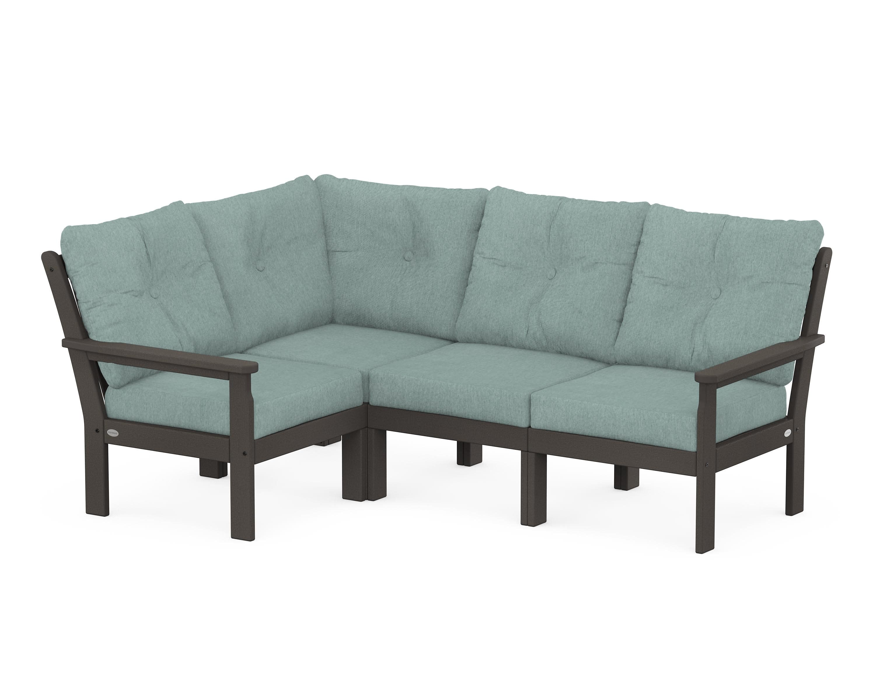 Vineyard 4-Piece Sectional in Vintage Coffee / Glacier Spa