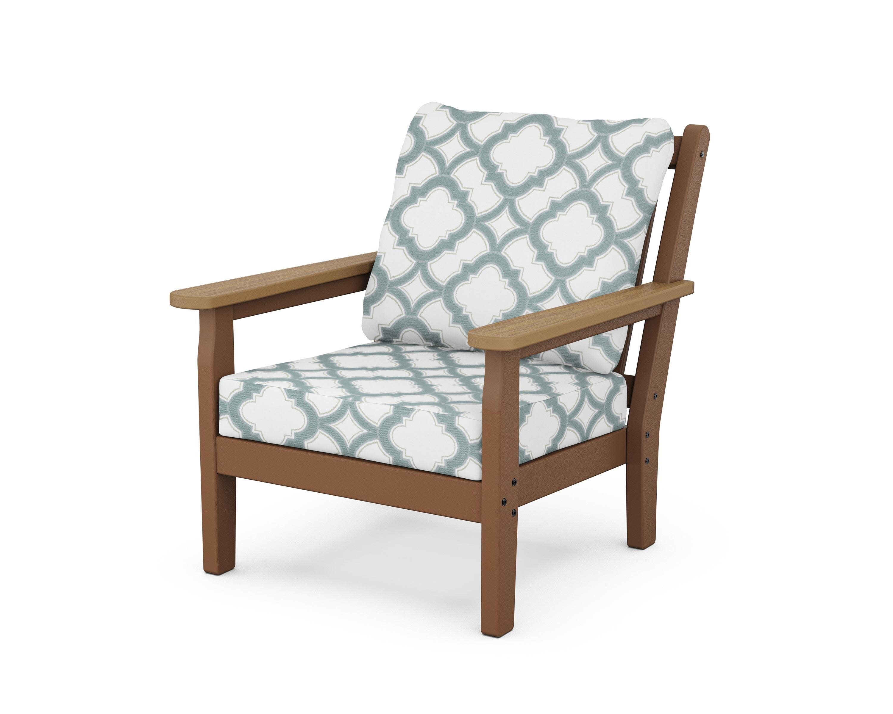 Chippendale Deep Seating Chair in Teak / Natural / Trellis Glacier Spa