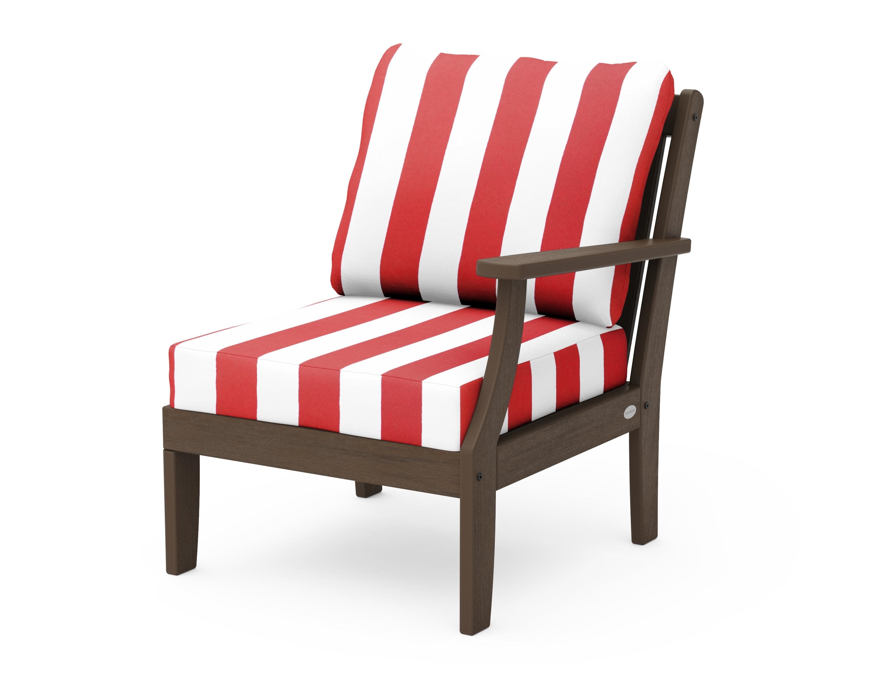 Braxton Modular Right Arm Chair in Kona / Cabana Stripe Crimson