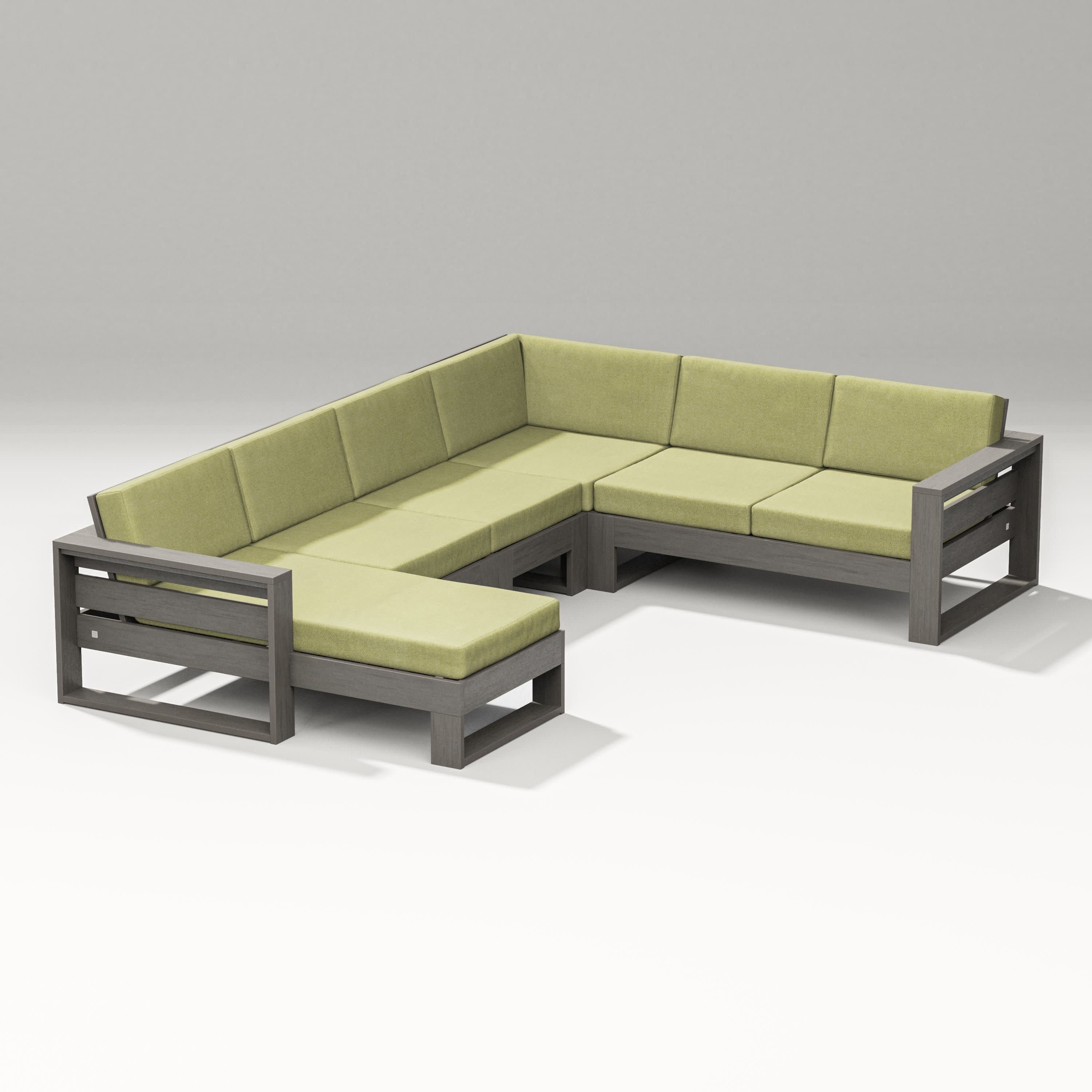 Latitude Corner Sectional with Left Chaise in Driftwood / Chartreuse Boucle