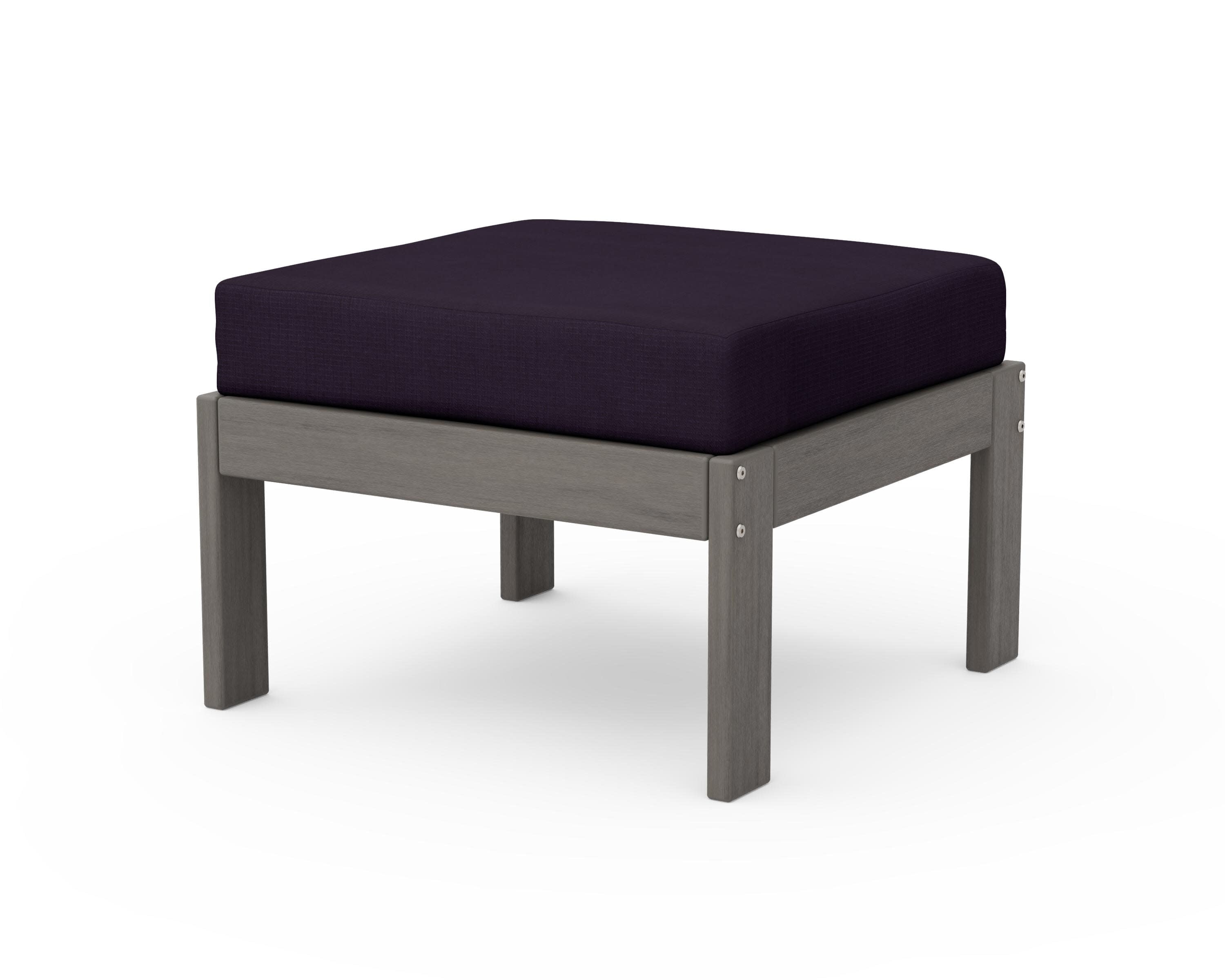 Vineyard Modular Ottoman in Driftwood / Navy Linen