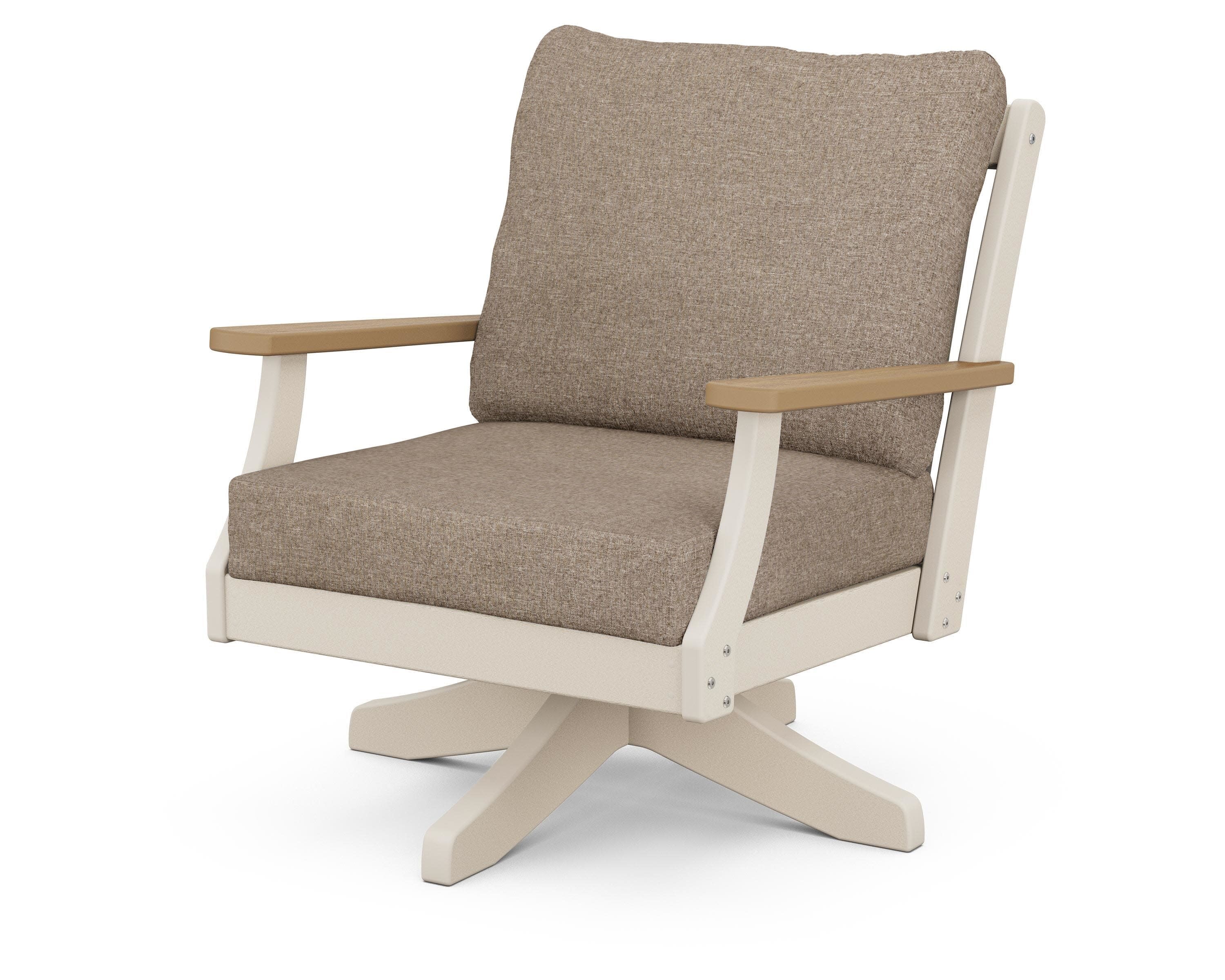Braxton Deep Seating Swivel Chair in Sand / Natural / Spiced Burlap