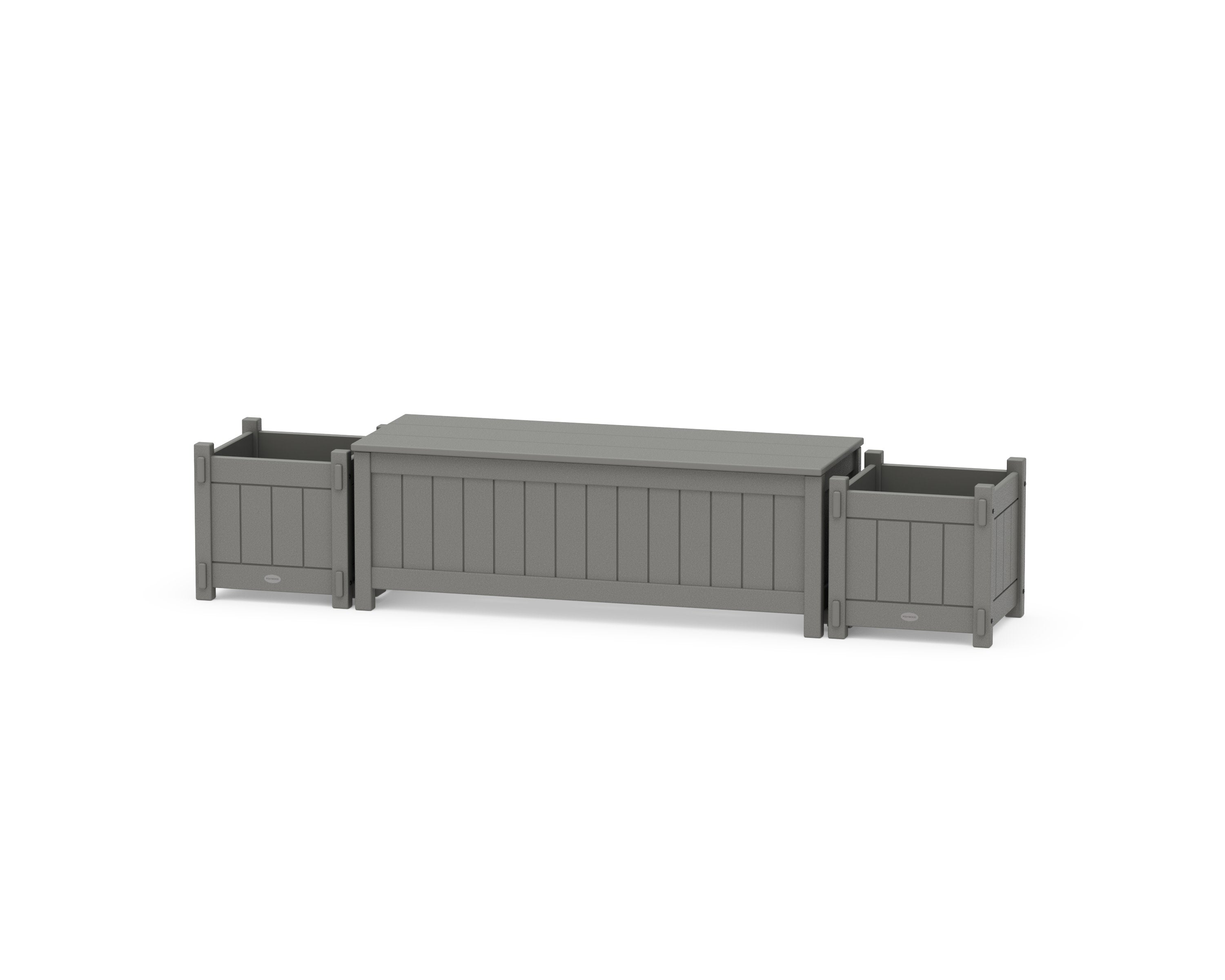 48" Vineyard Straight Planter Storage Bench Set in Slate Grey