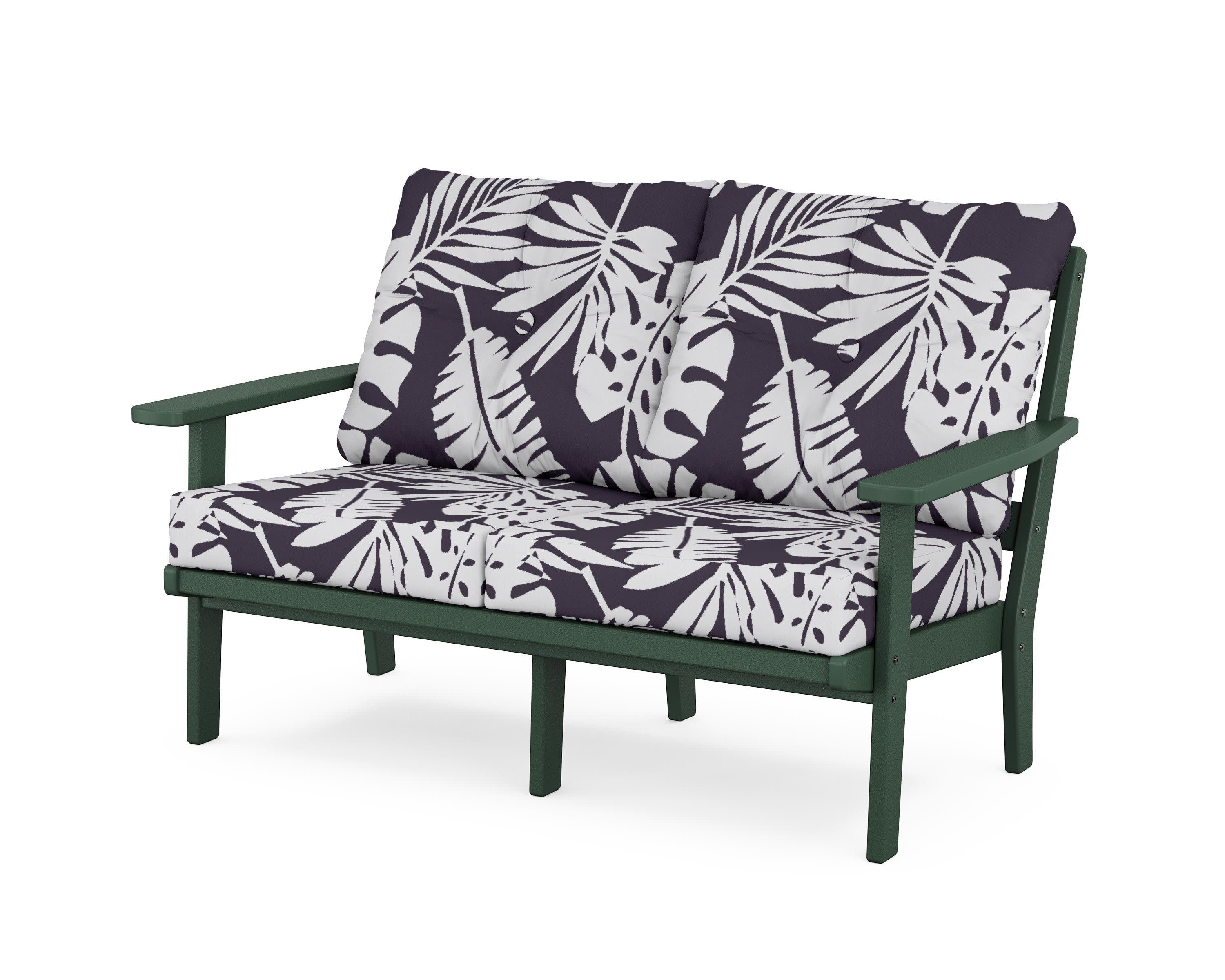 Oxford Deep SeatingLoveseat in Green / Leaf Navy